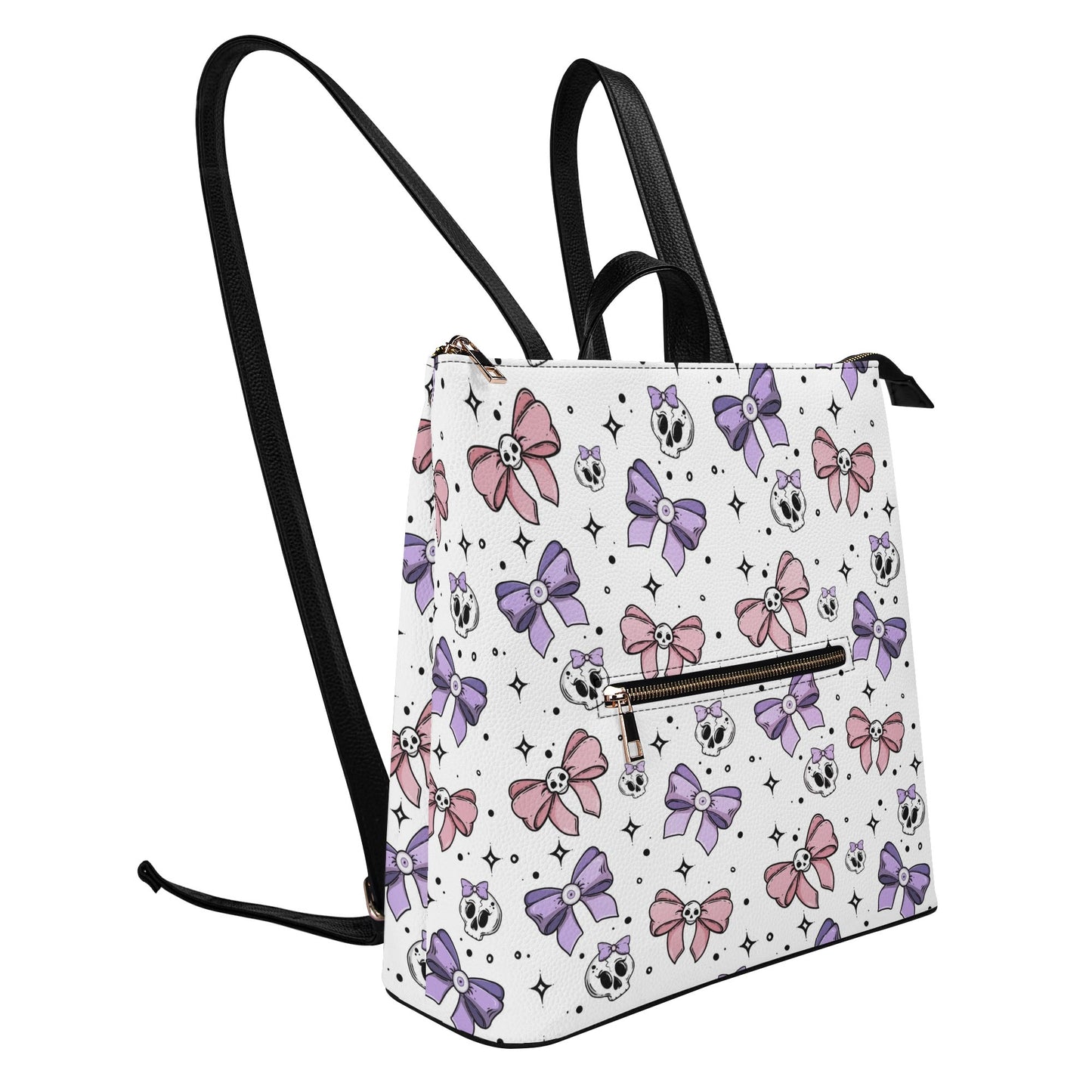 Cute Skulls And Bows Leather Leisure Top-Handle Backpack