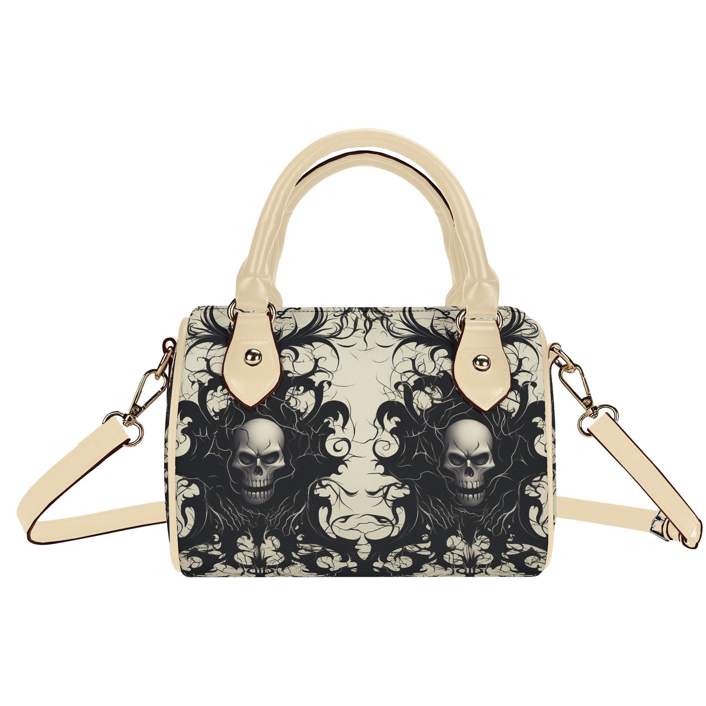 Gothic Skulls Leather Mini Boston Handbag