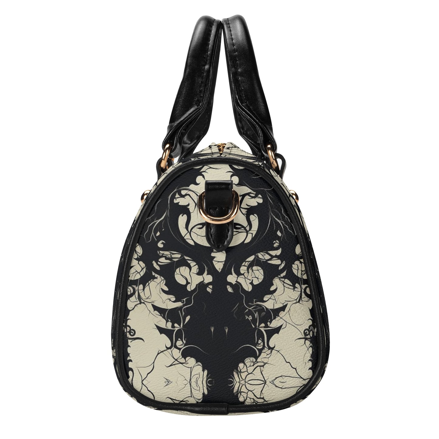 Gothic Skulls Leather Mini Boston Handbag