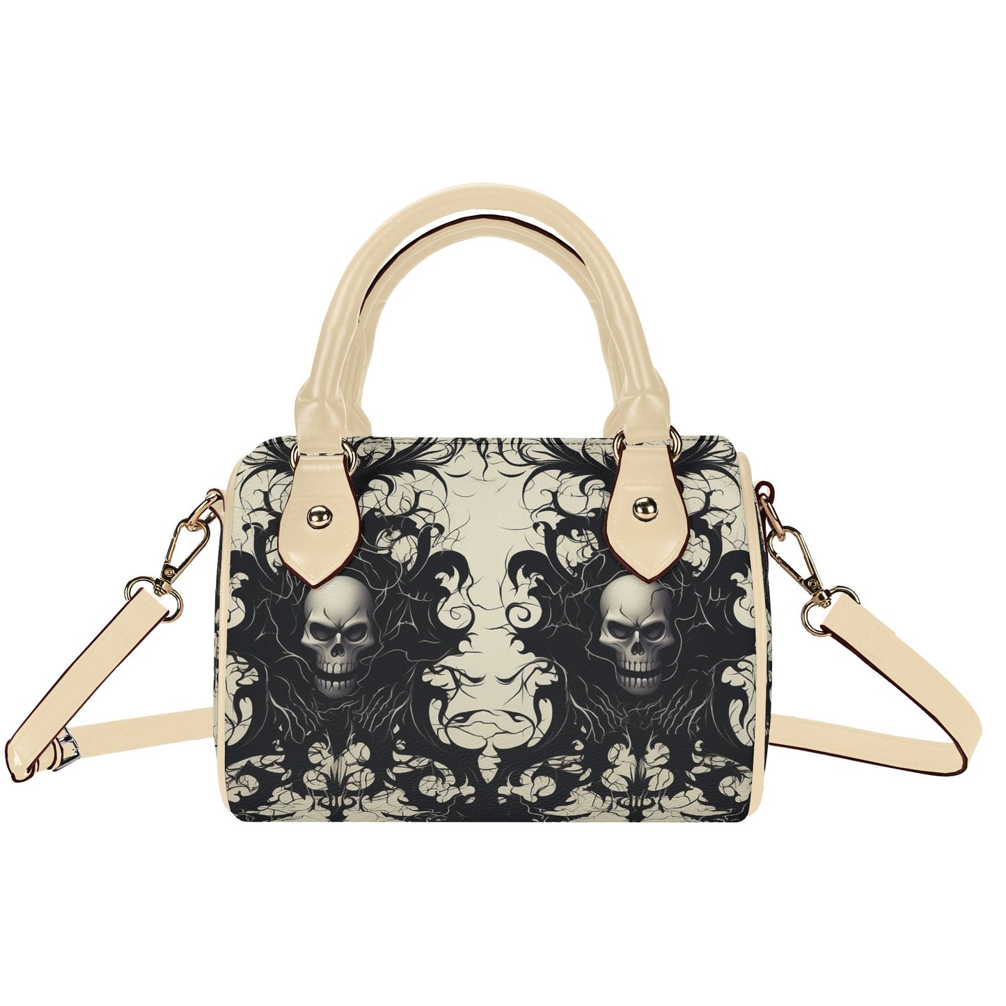 Gothic Skulls Leather Mini Boston Handbag