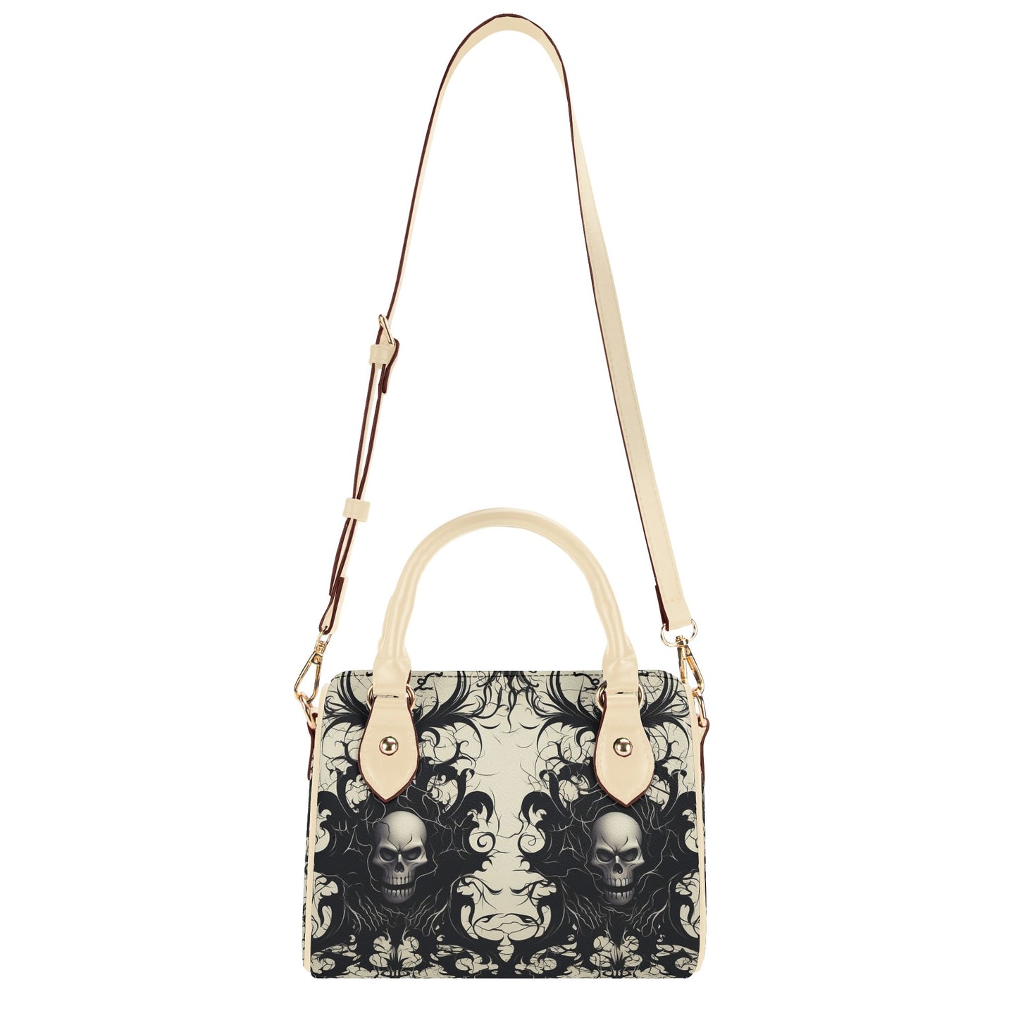 Gothic Skulls Leather Mini Boston Handbag