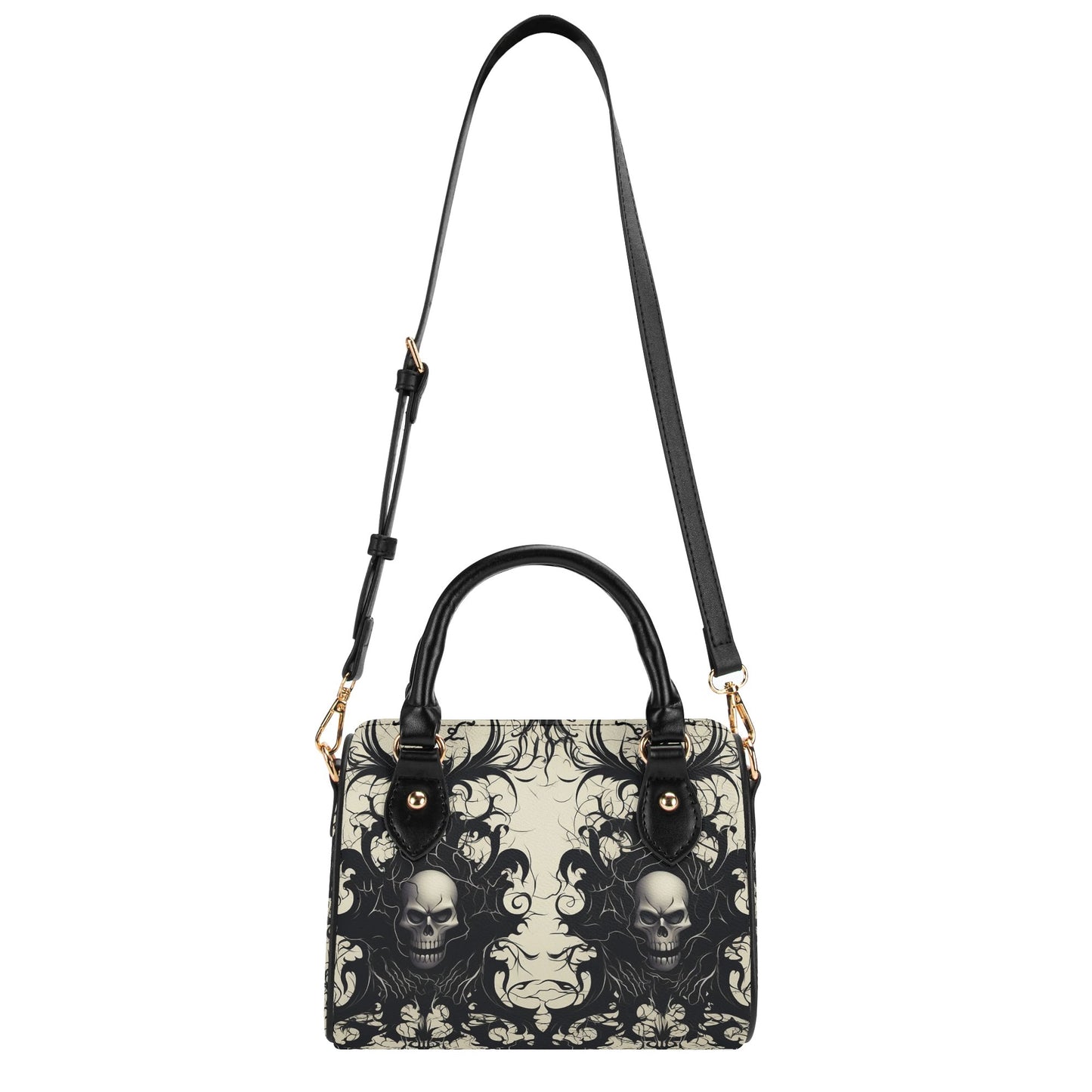 Gothic Skulls Leather Mini Boston Handbag