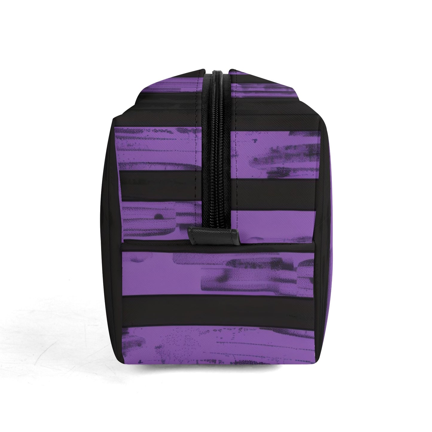 Purple And Black Stripes Leather Toiletries Bag