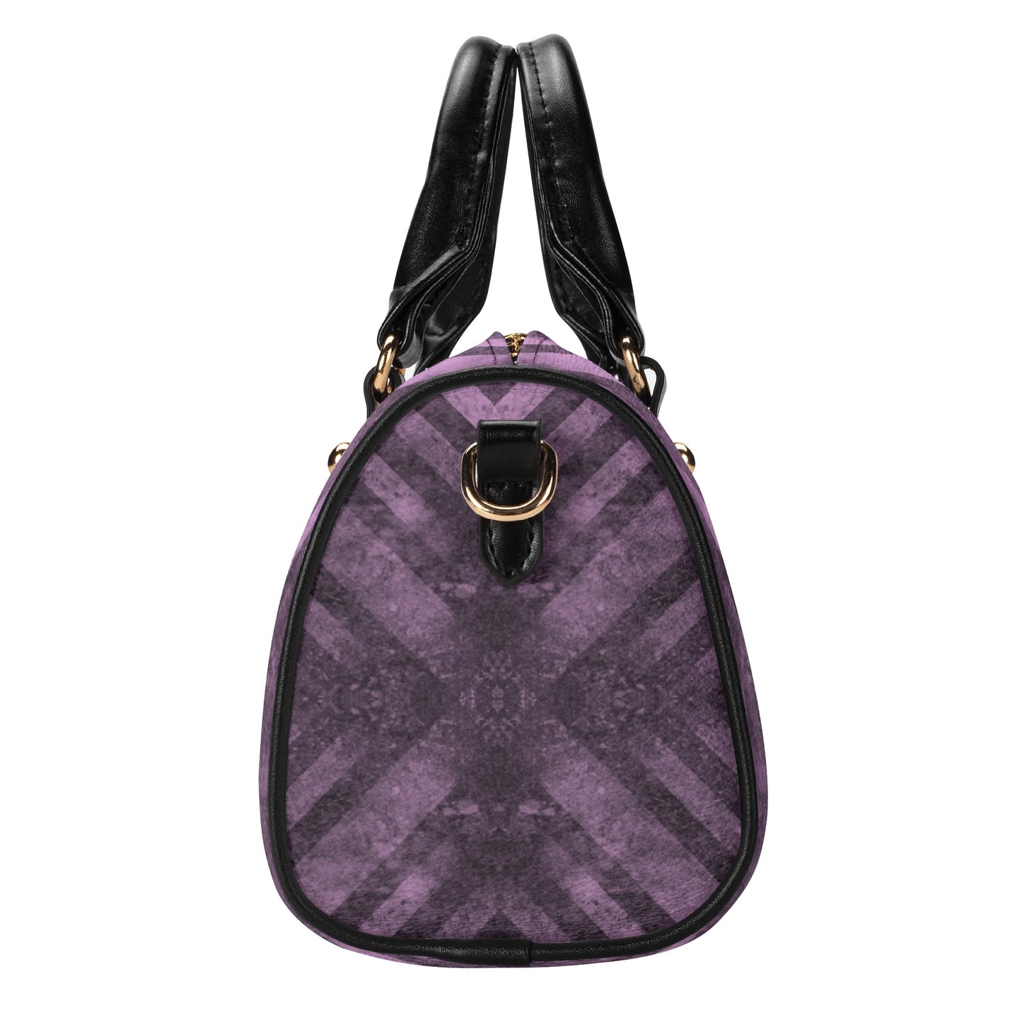 Fading Purple Stripes Leather Mini Boston Handbag