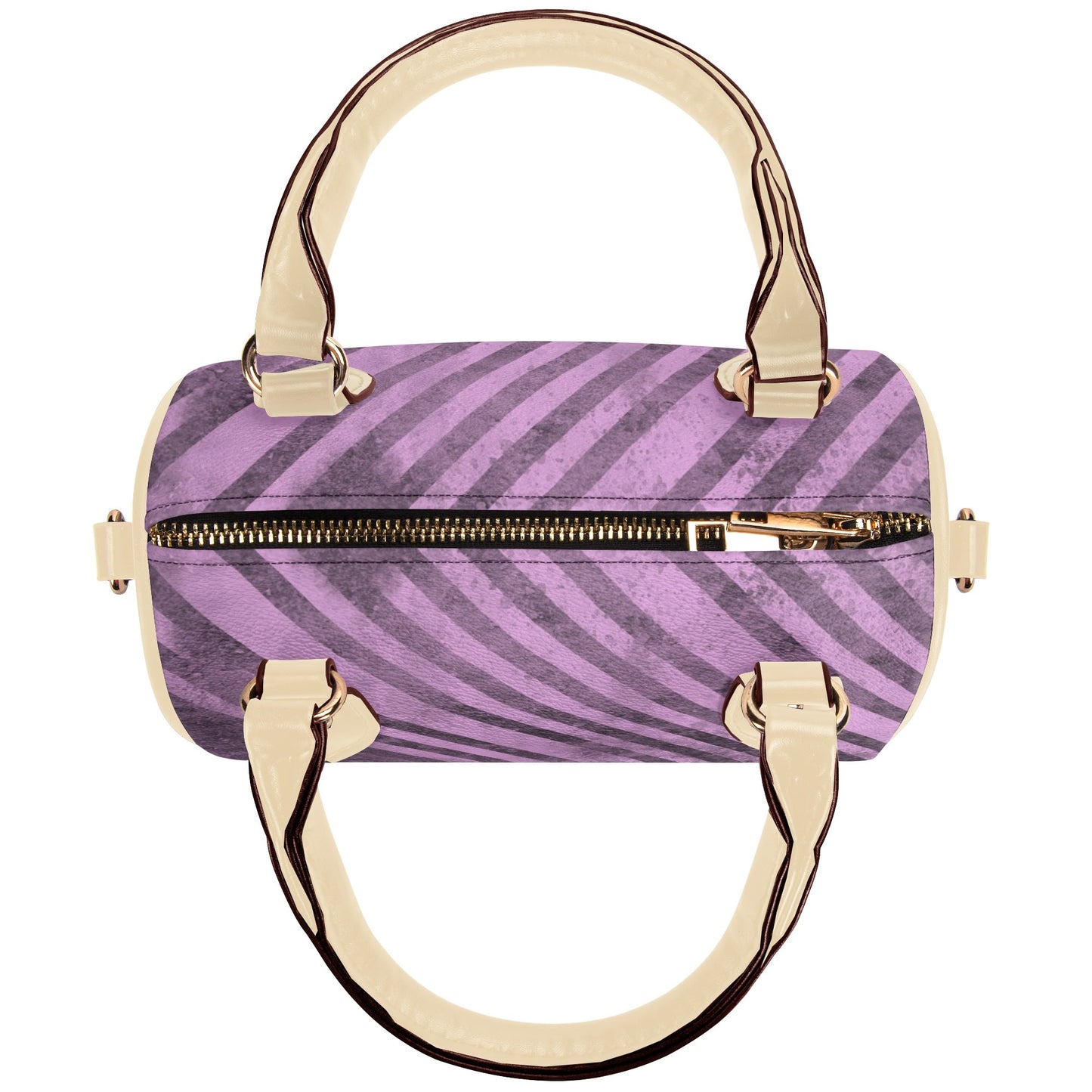 Fading Purple Stripes Leather Mini Boston Handbag