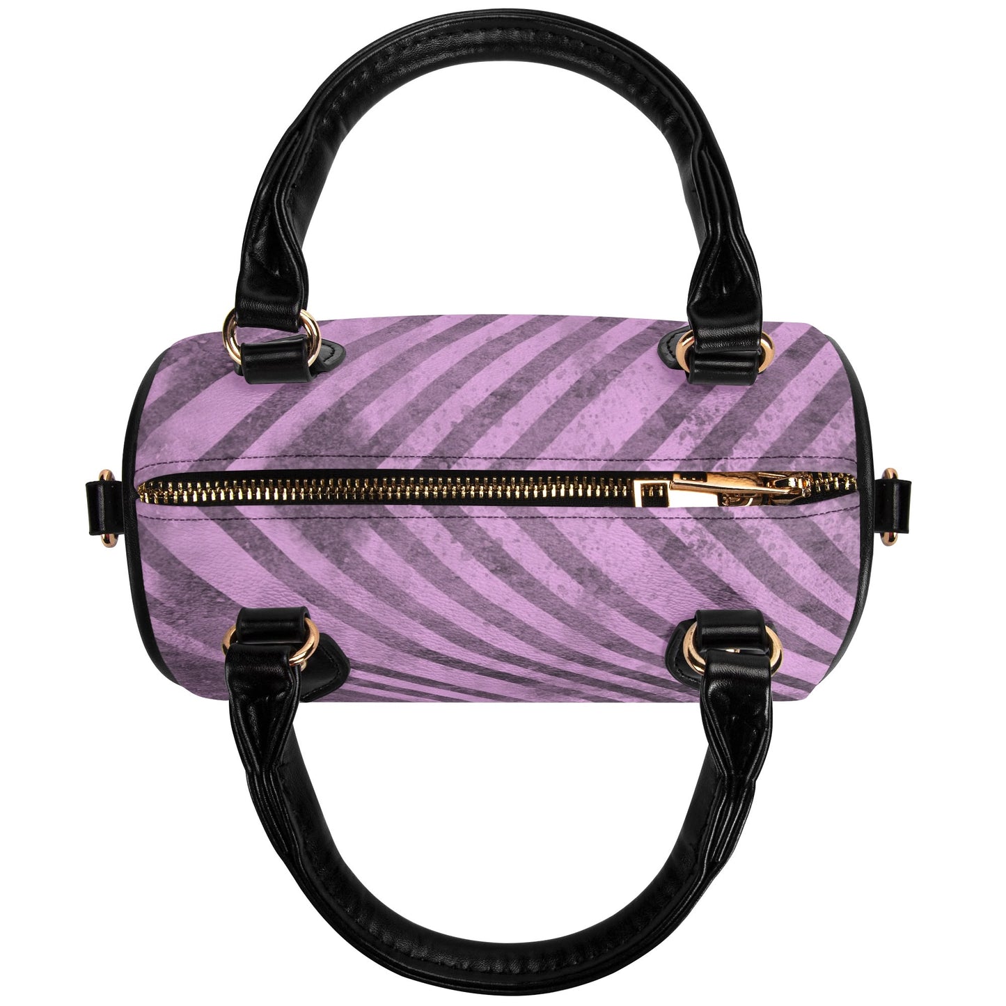 Fading Purple Stripes Leather Mini Boston Handbag