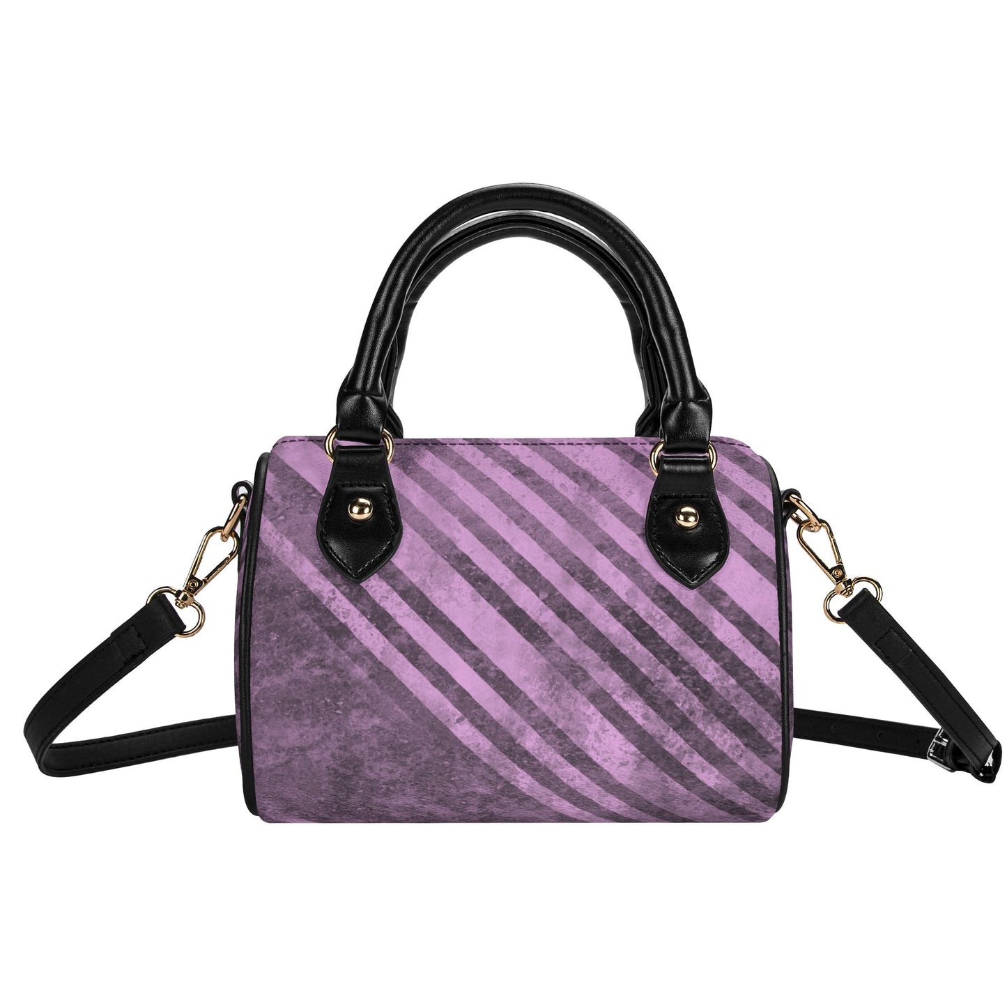 Fading Purple Stripes Leather Mini Boston Handbag