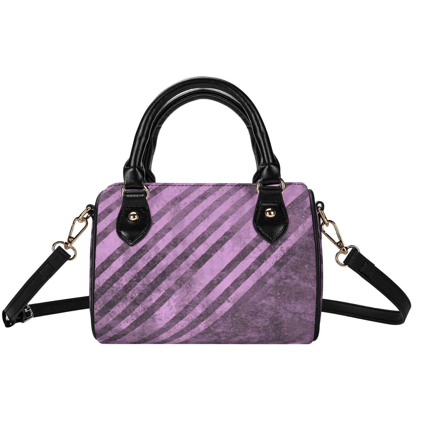 Fading Purple Stripes Leather Mini Boston Handbag