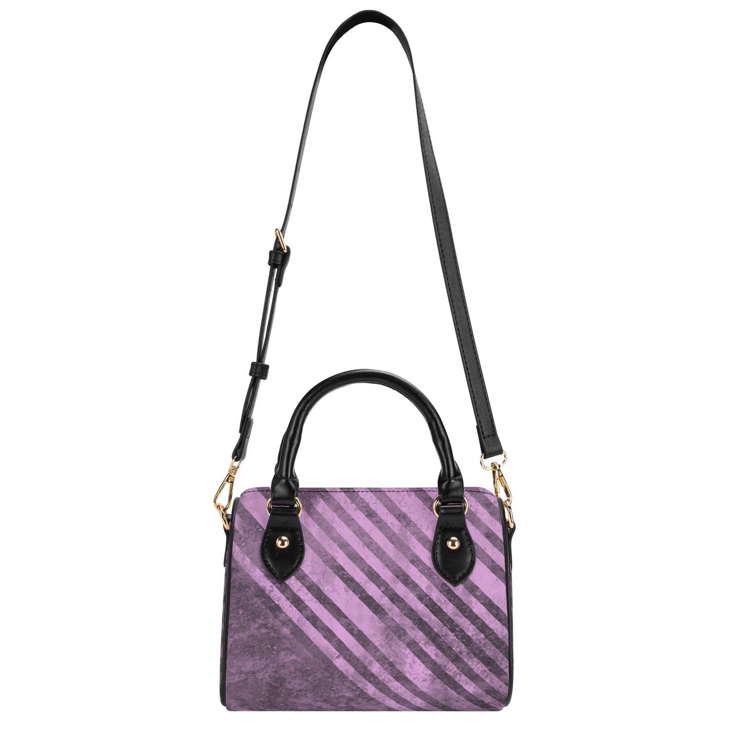 Fading Purple Stripes Leather Mini Boston Handbag