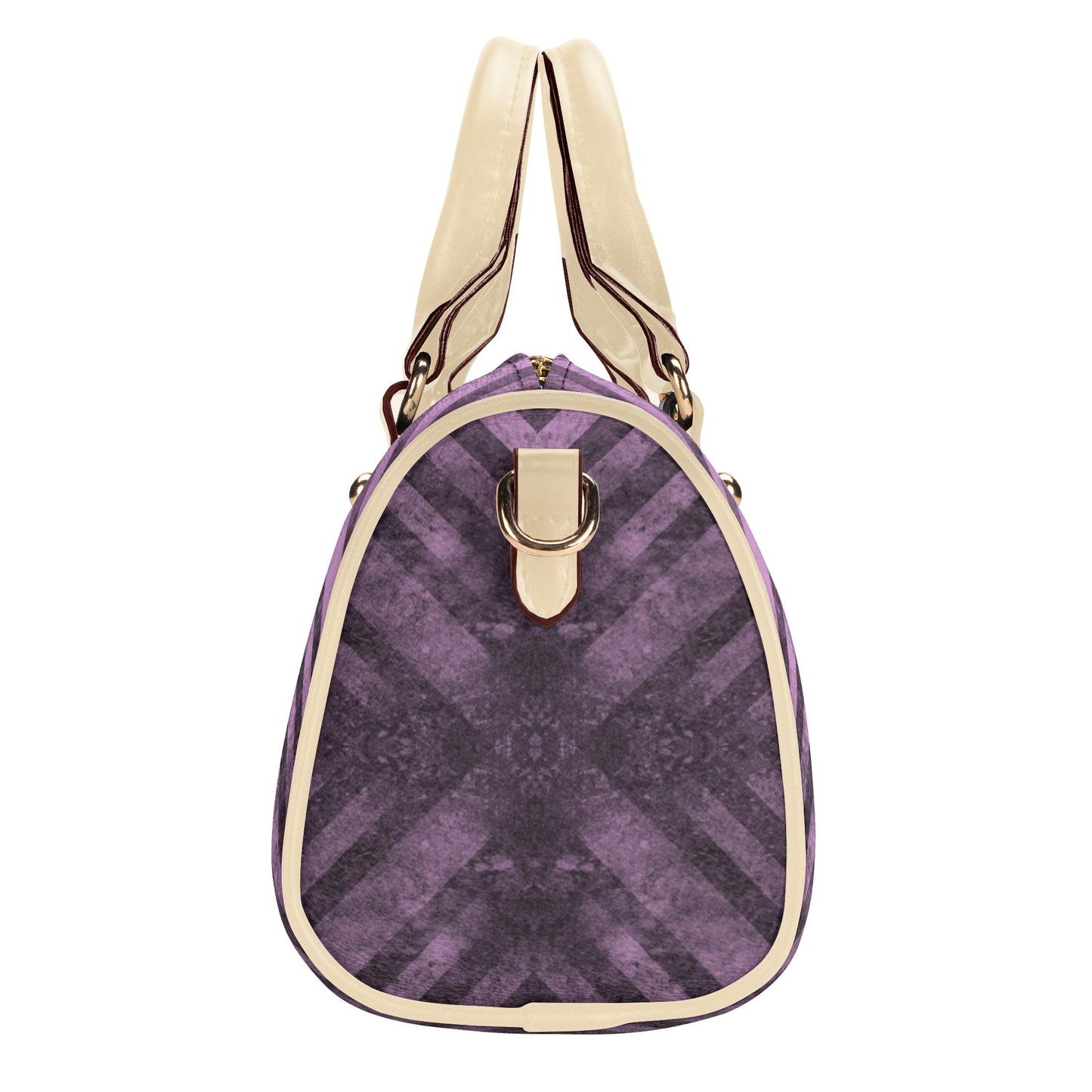 Fading Purple Stripes Leather Mini Boston Handbag