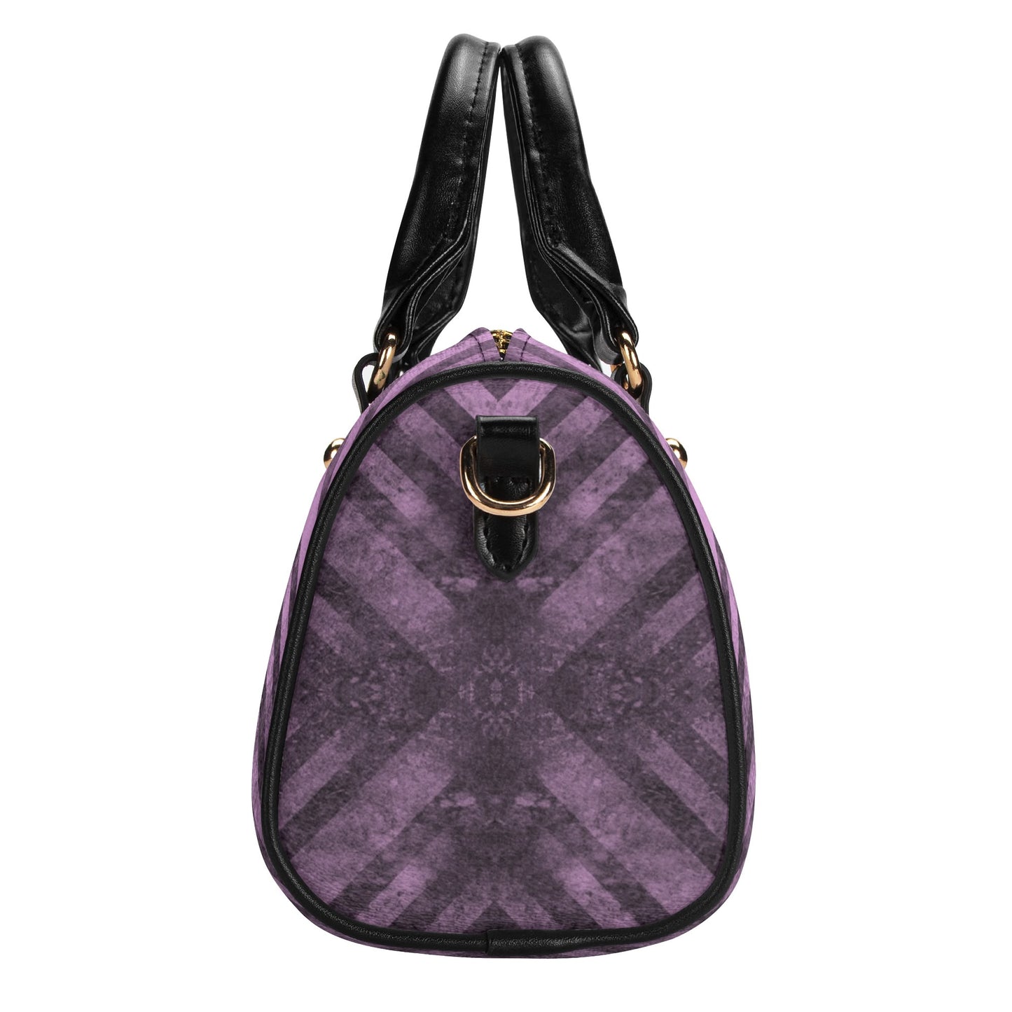 Fading Purple Stripes Leather Mini Boston Handbag