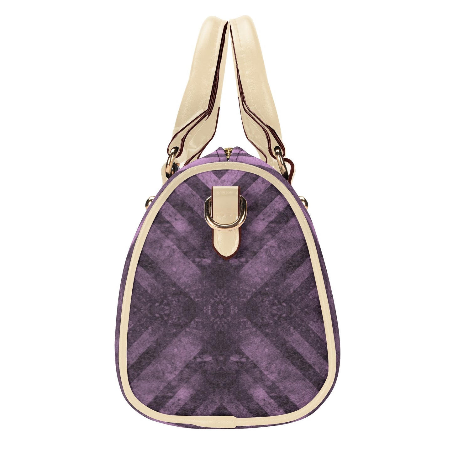 Fading Purple Stripes Leather Mini Boston Handbag