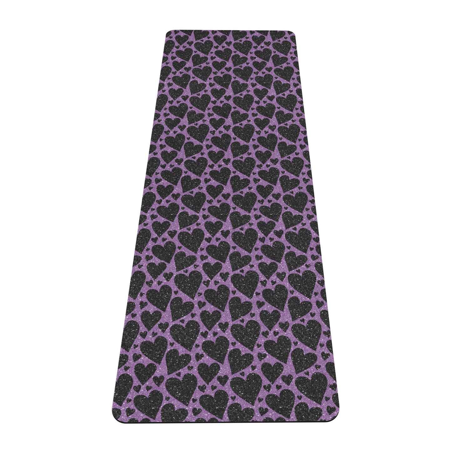 Sparkling Black Hearts Yoga Mat