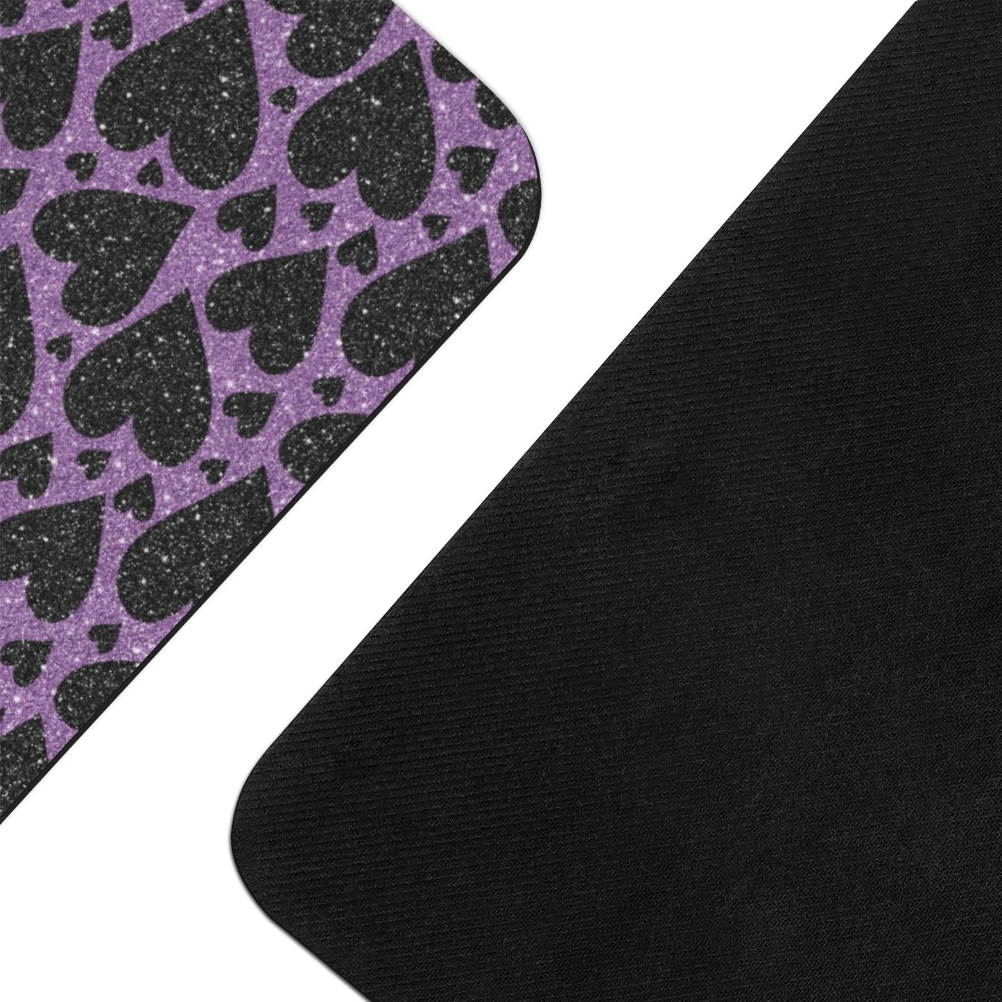 Sparkling Black Hearts Yoga Mat