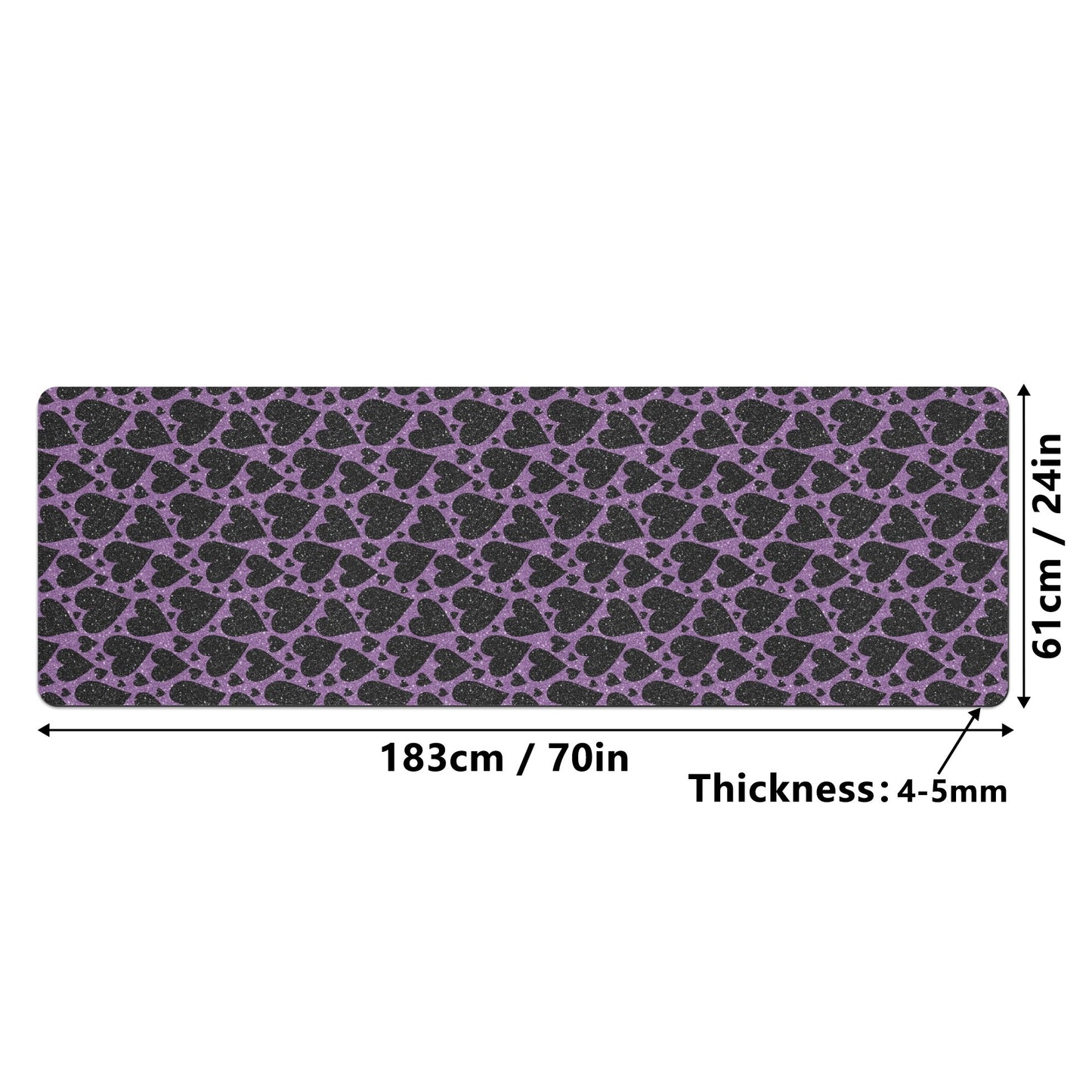 Sparkling Black Hearts Yoga Mat