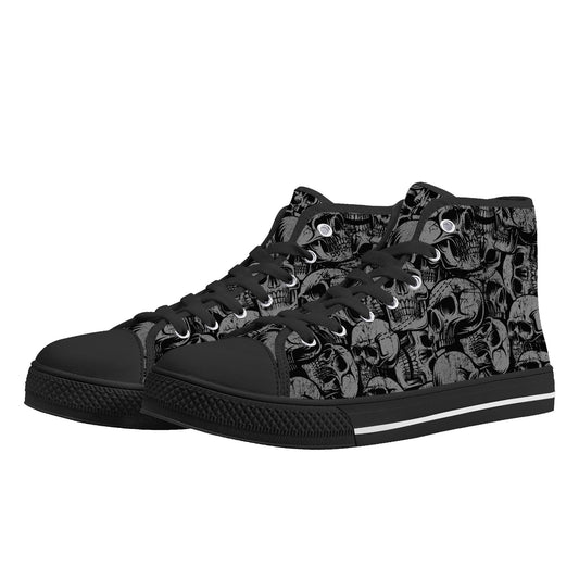 Silver Skulls Men's High Top Canvas Shoes