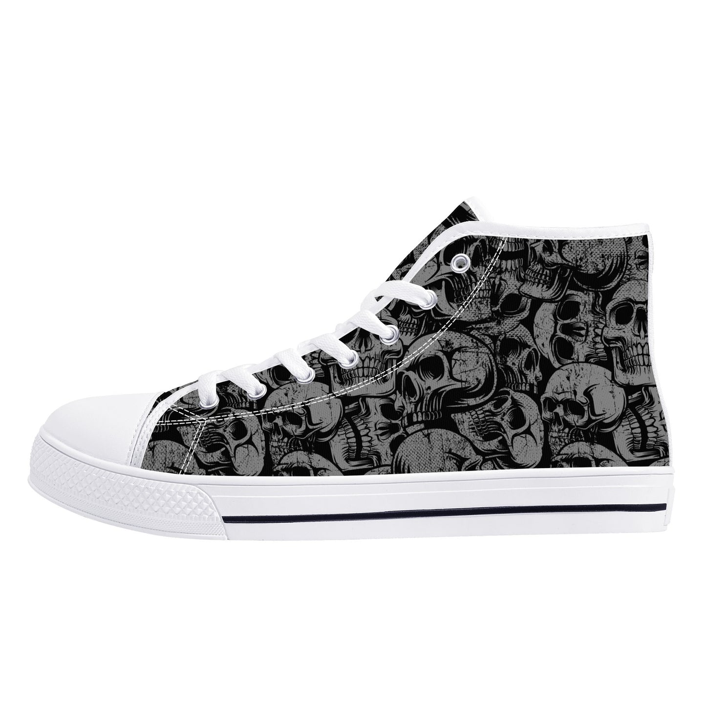 Silver Skulls Men's High Top Canvas Shoes