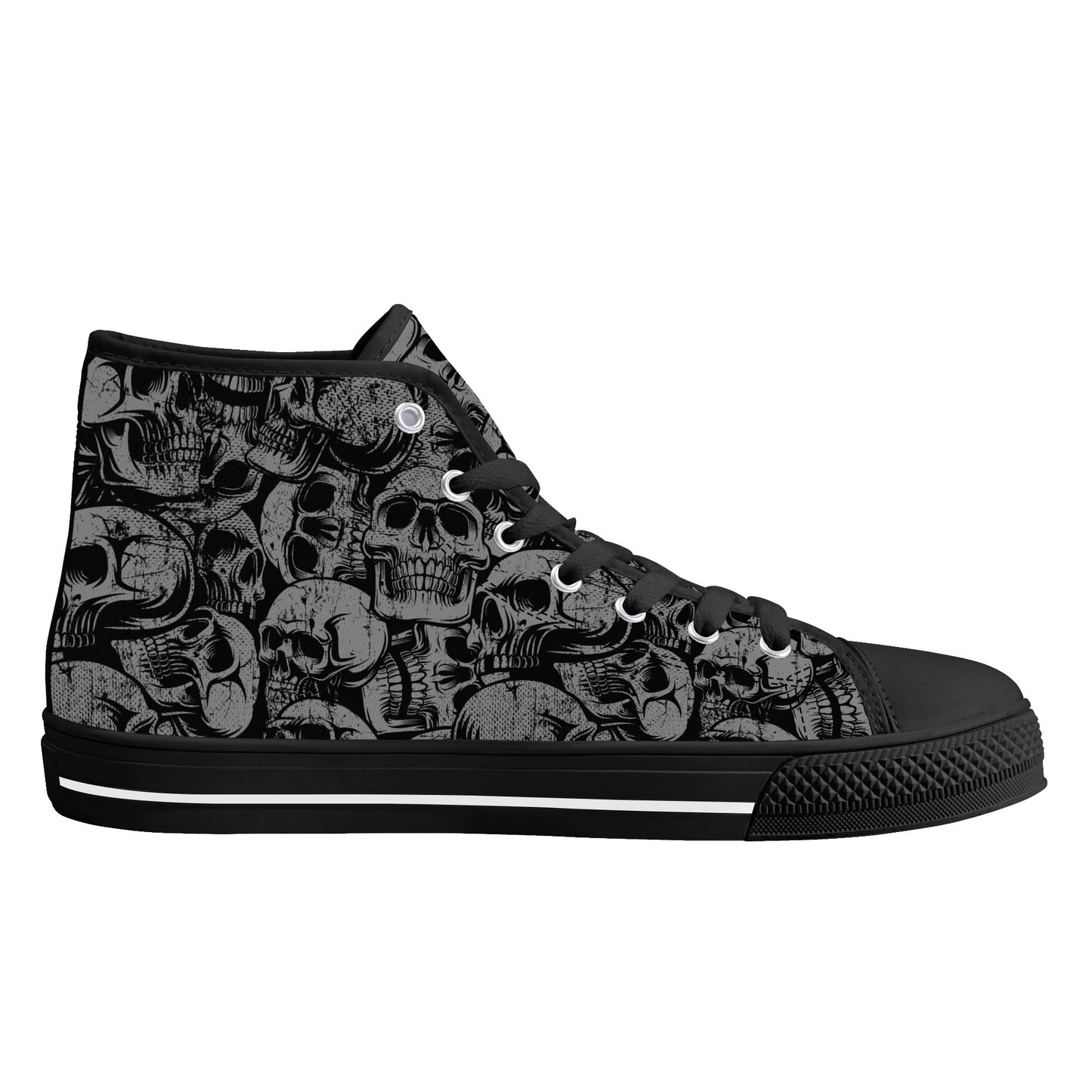 Silver Skulls Men's High Top Canvas Shoes