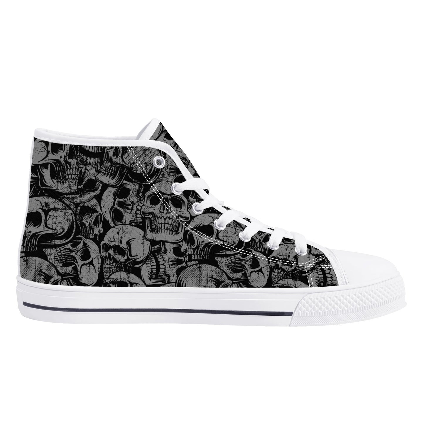 Silver Skulls Men's High Top Canvas Shoes