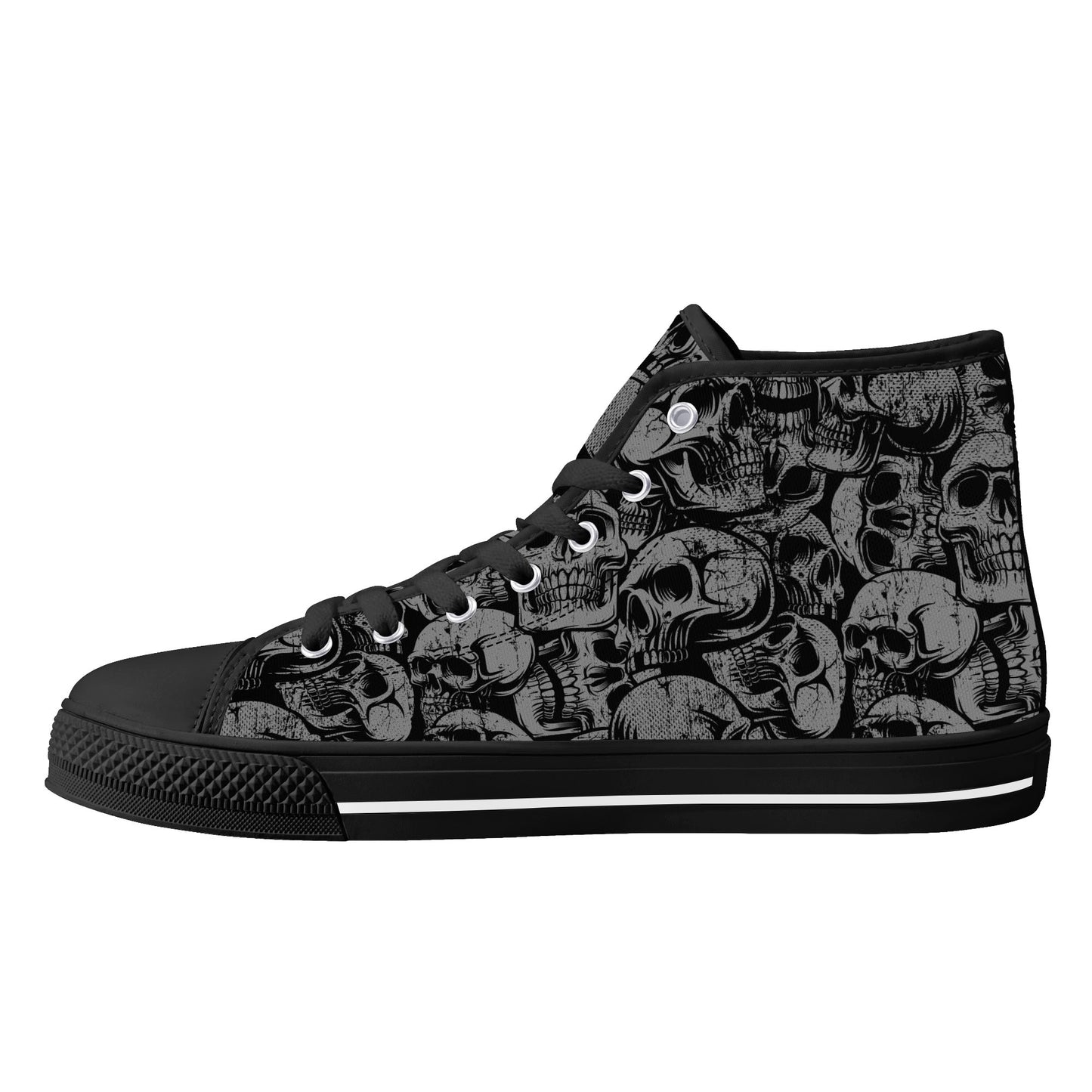 Silver Skulls Men's High Top Canvas Shoes