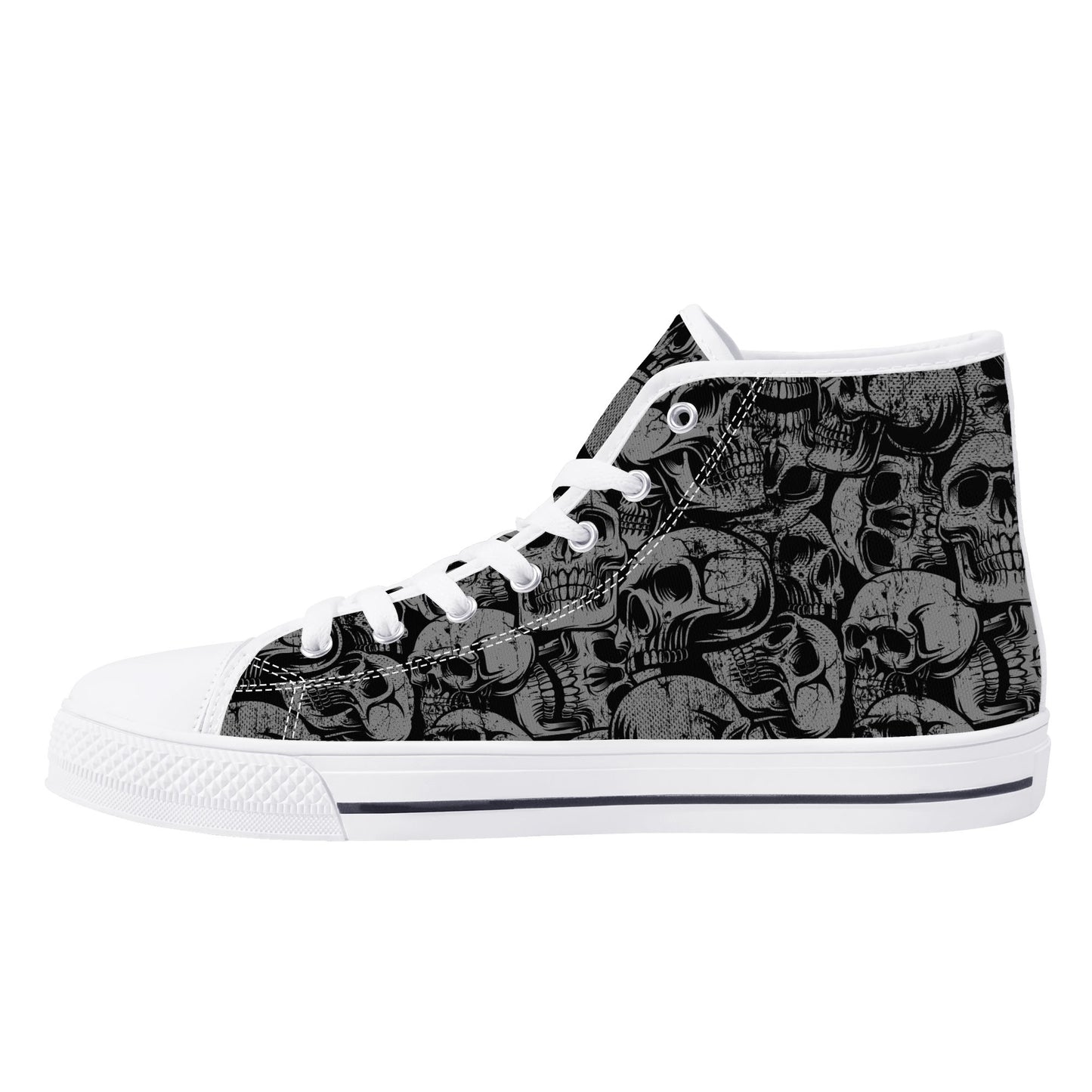 Silver Skulls Men's High Top Canvas Shoes