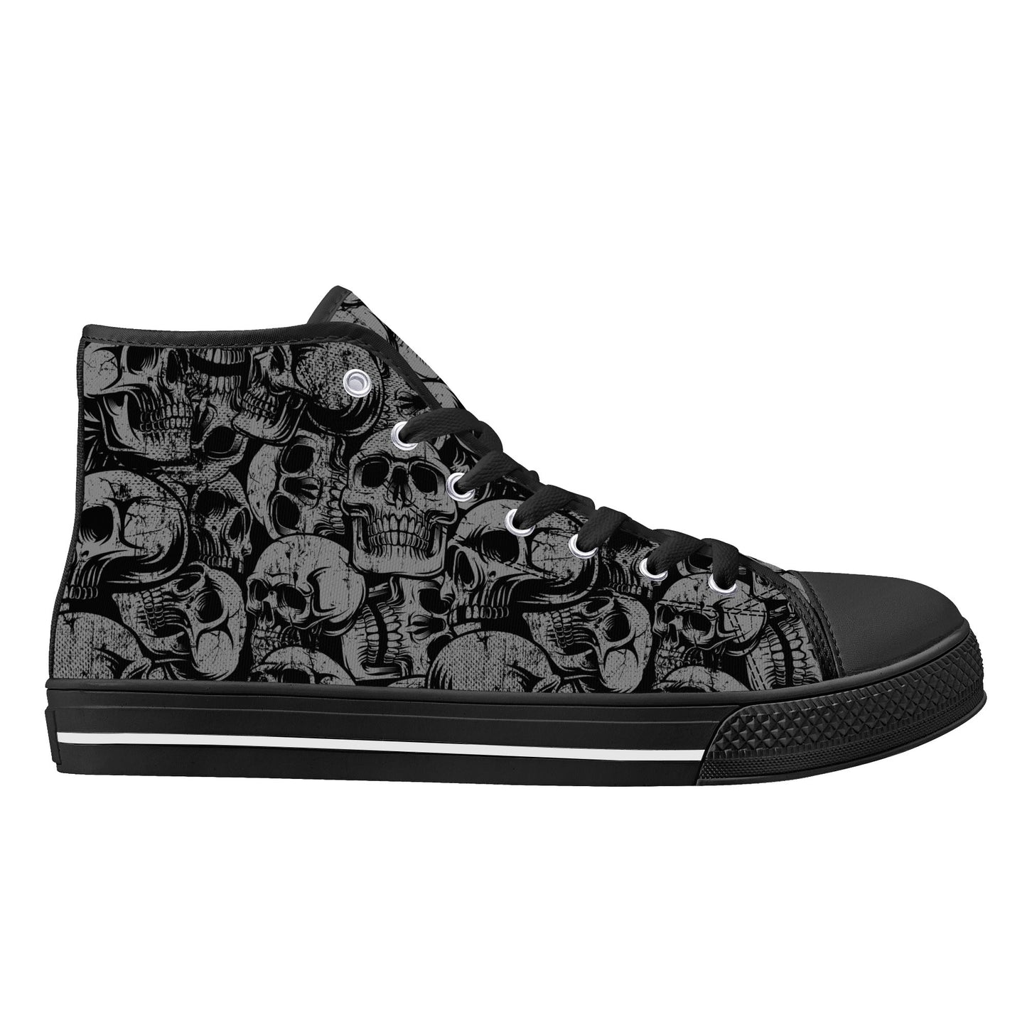 Silver Skulls Men's High Top Canvas Shoes