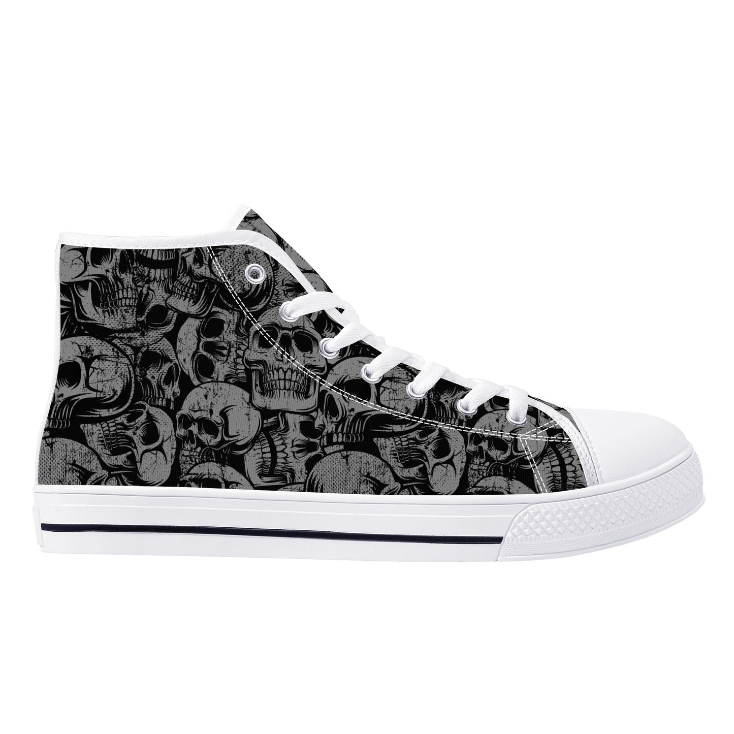 Silver Skulls Men's High Top Canvas Shoes