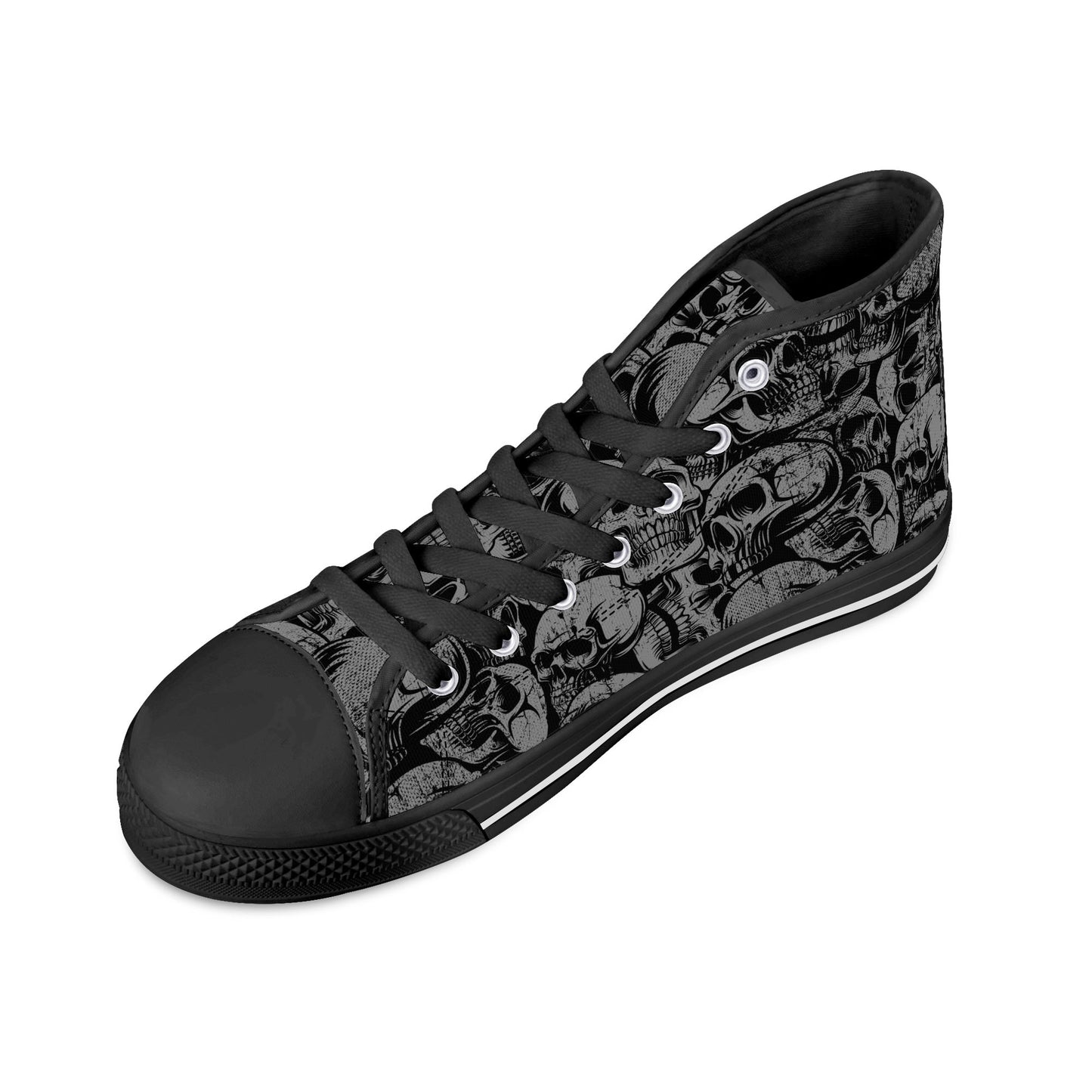 Silver Skulls Men's High Top Canvas Shoes