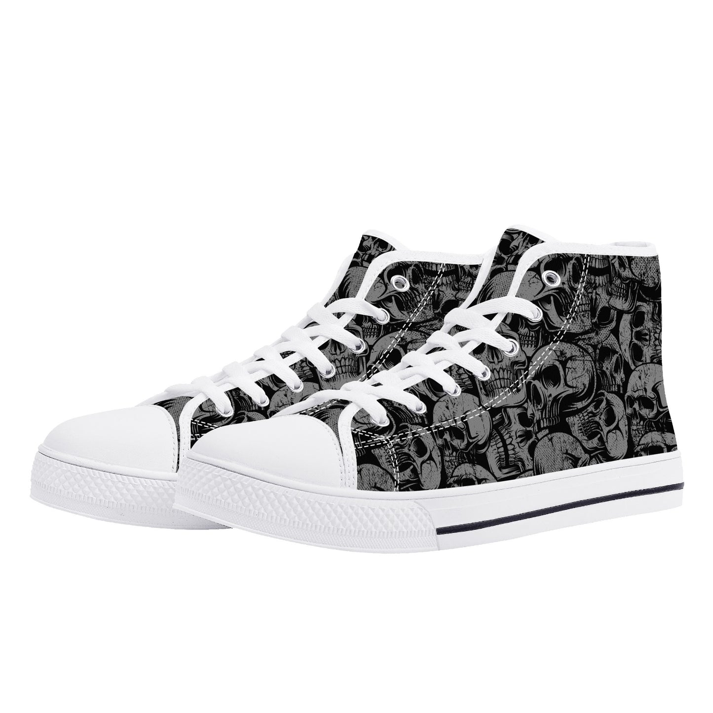 Silver Skulls Men's High Top Canvas Shoes