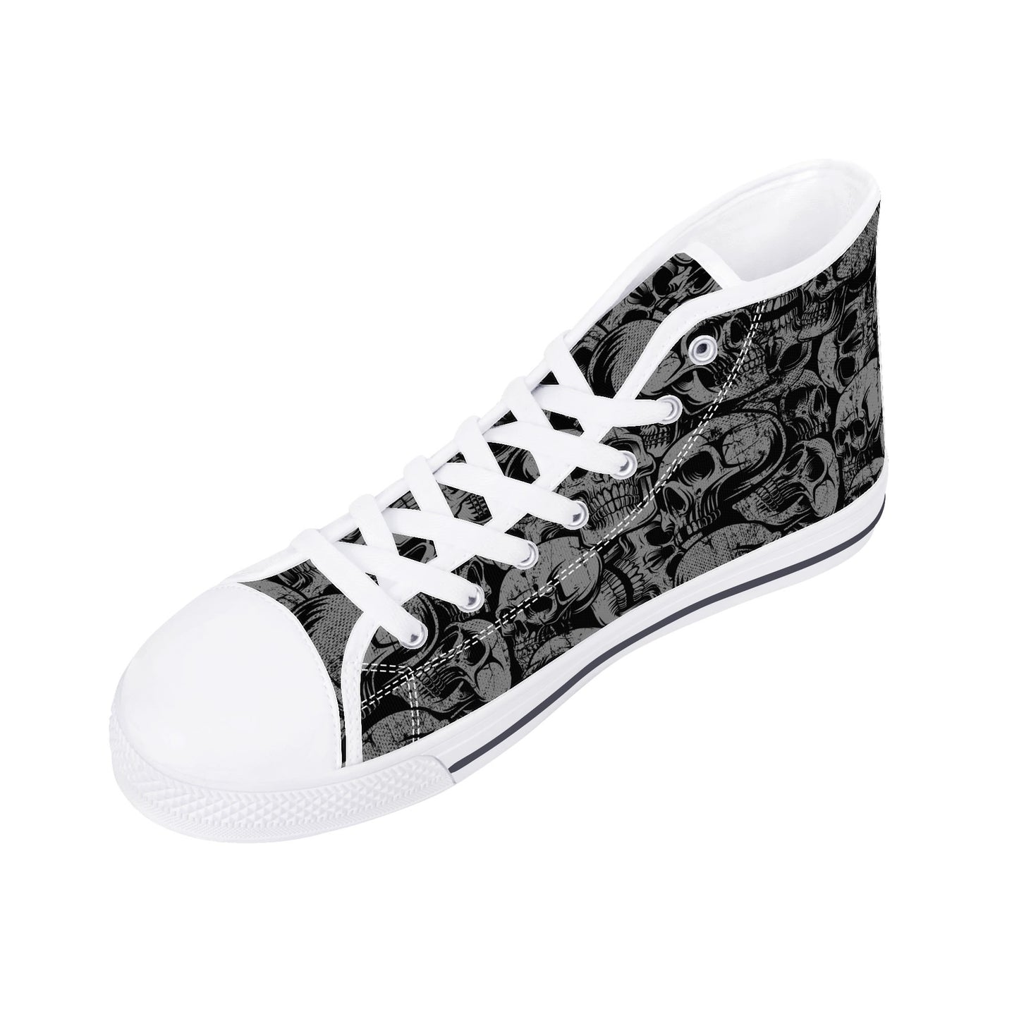 Silver Skulls Men's High Top Canvas Shoes