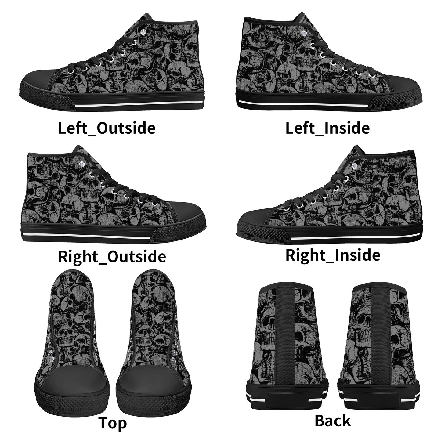 Silver Skulls Men's High Top Canvas Shoes