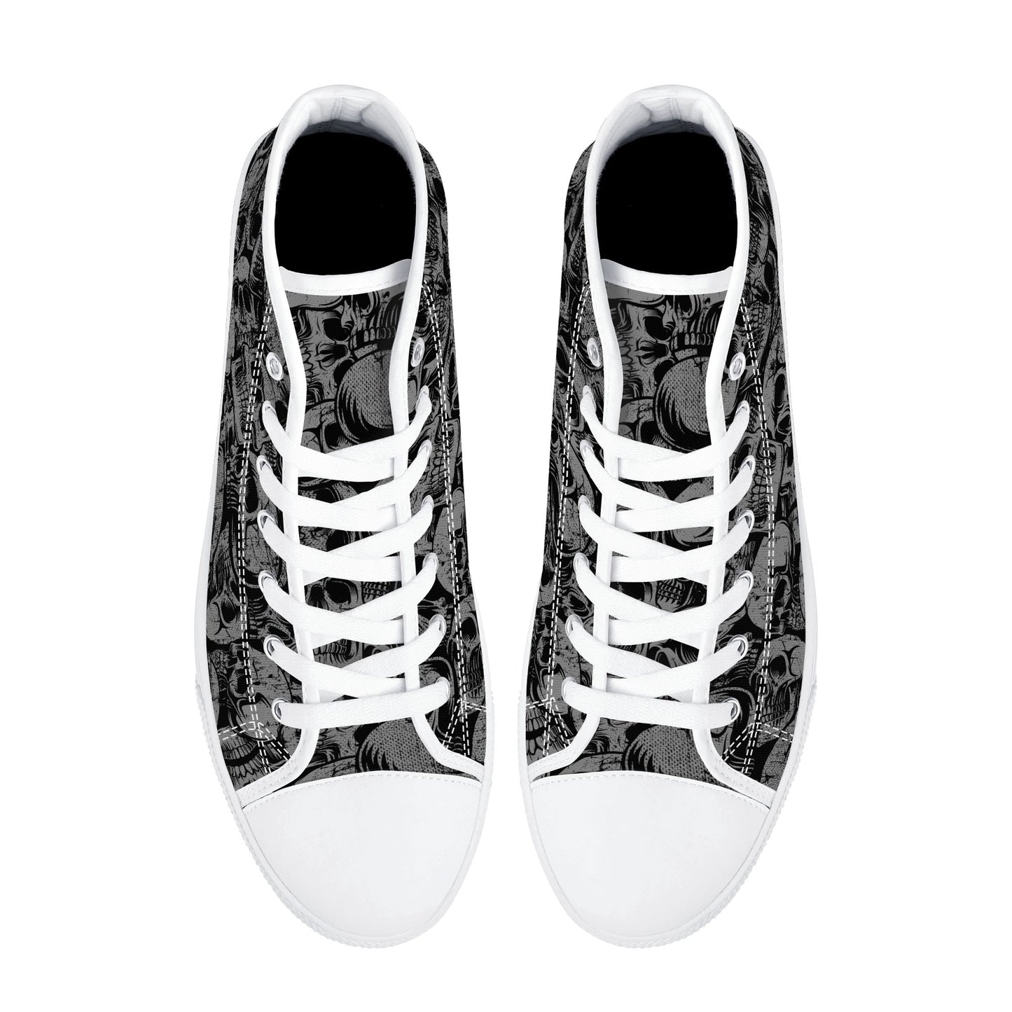 Silver Skulls Men's High Top Canvas Shoes