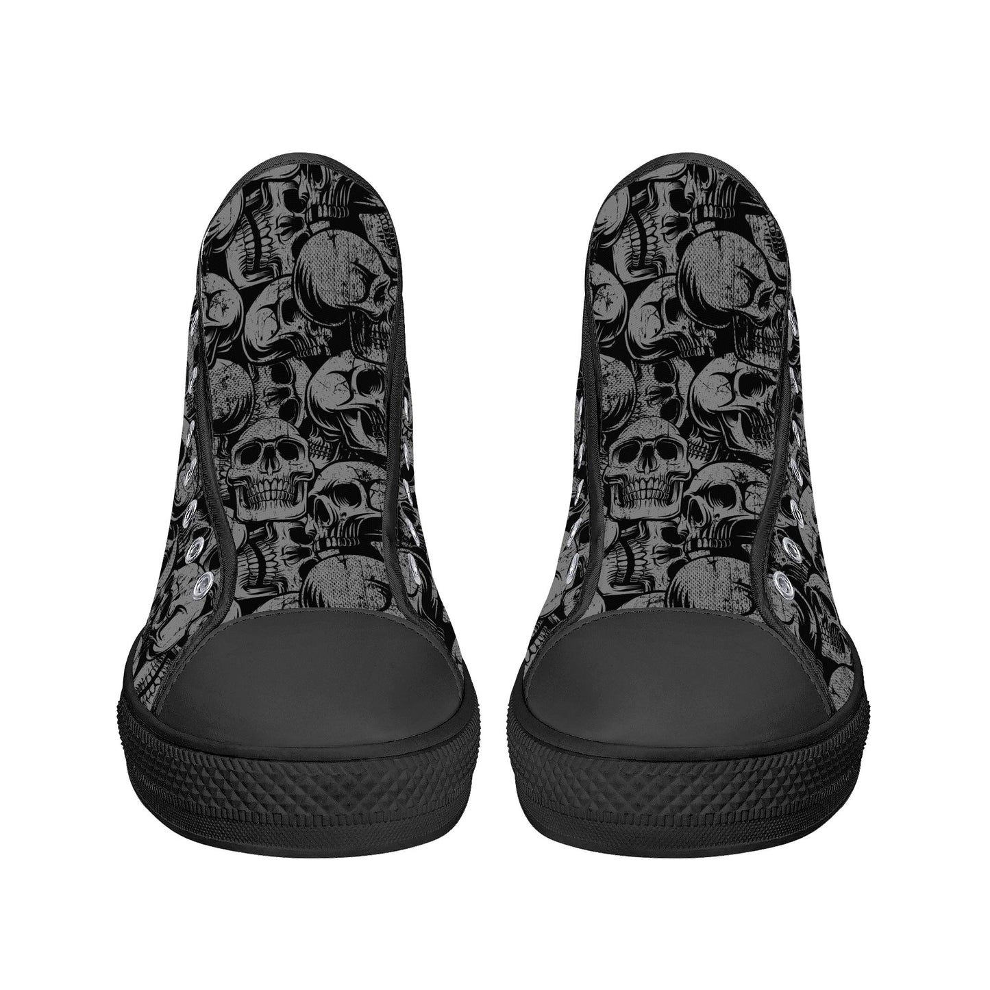 Silver Skulls Men's High Top Canvas Shoes