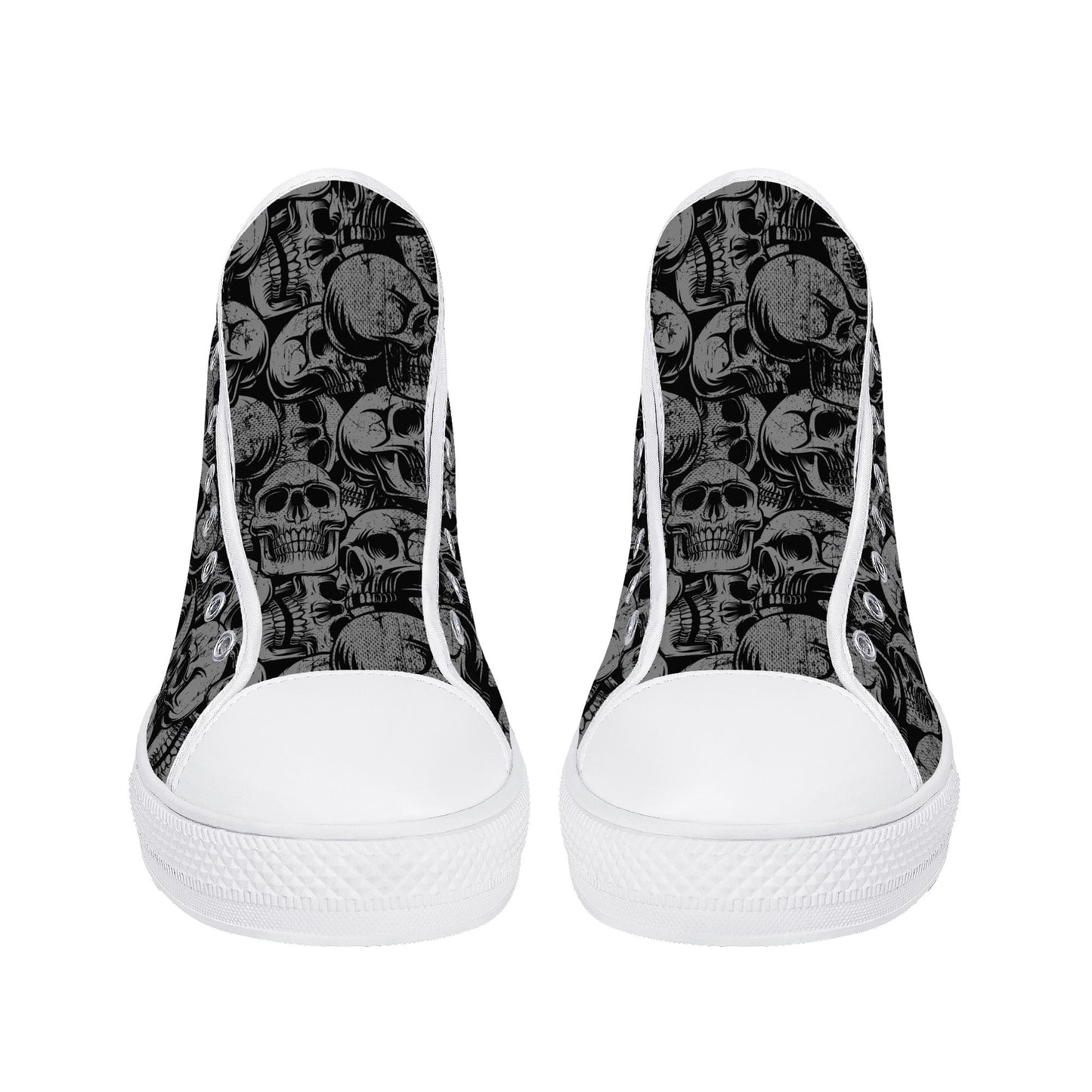 Silver Skulls Men's High Top Canvas Shoes