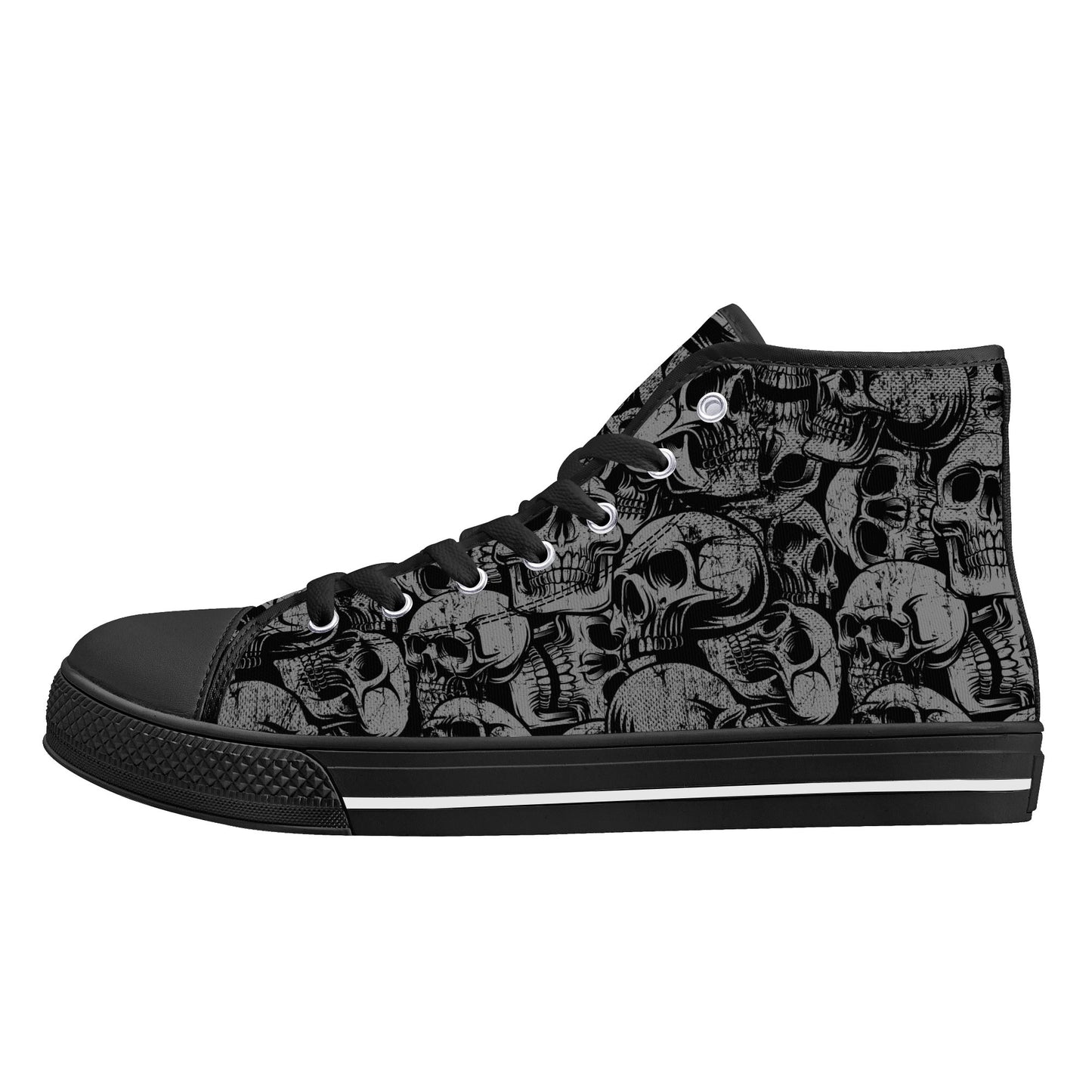 Silver Skulls Men's High Top Canvas Shoes