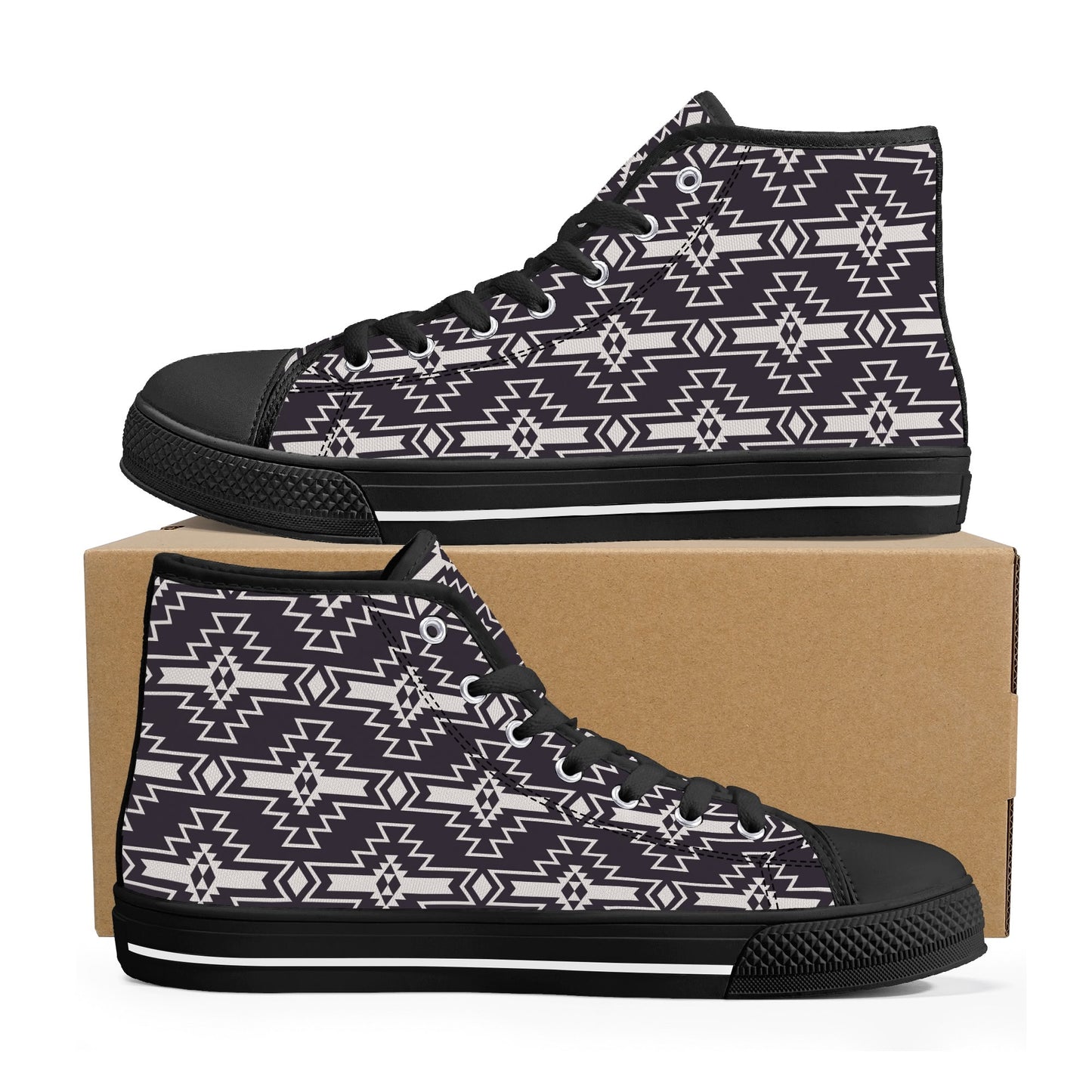 Aztec Design Mens High Top Canvas Shoes