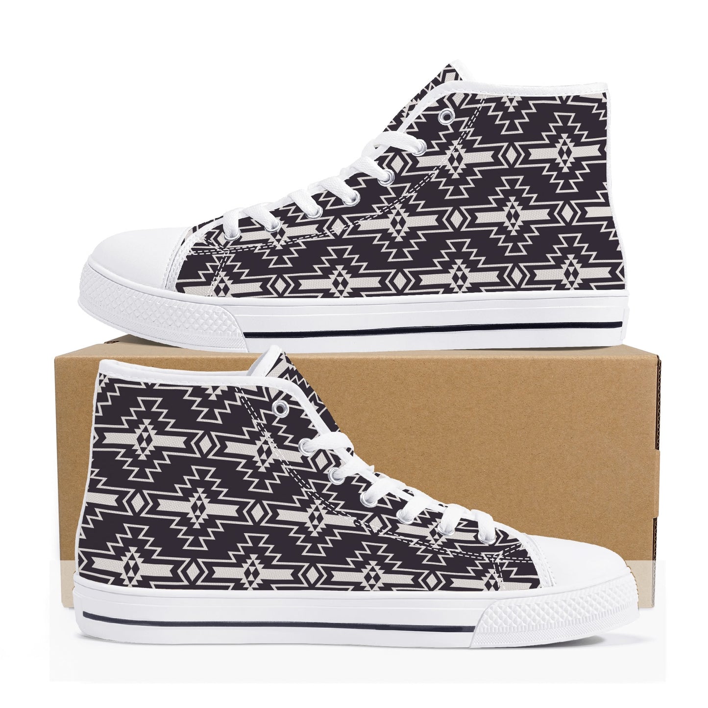 Aztec Design Mens High Top Canvas Shoes