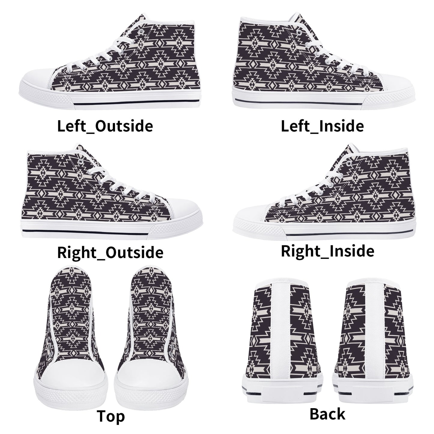 Aztec Design Mens High Top Canvas Shoes