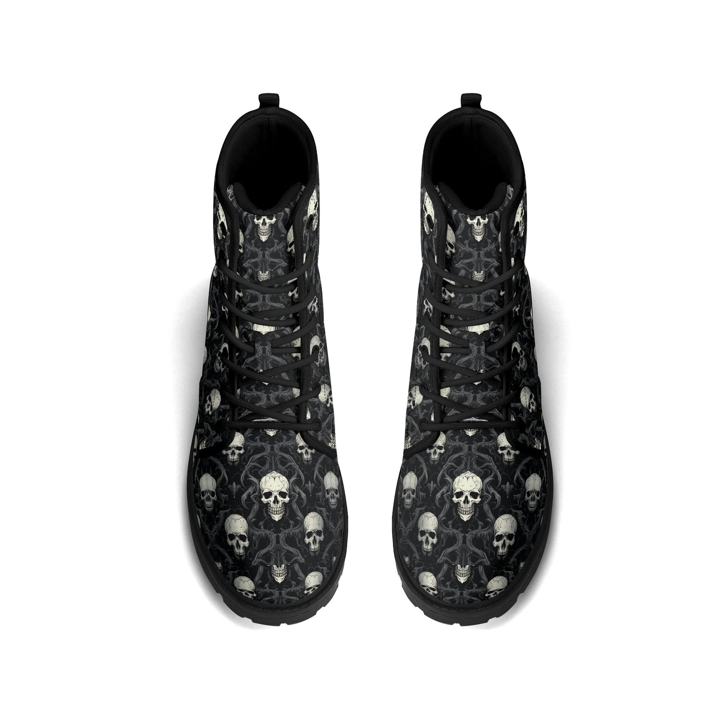 Gothic Skull Pattern Mens Upgraded Black Outsole Leather Boots