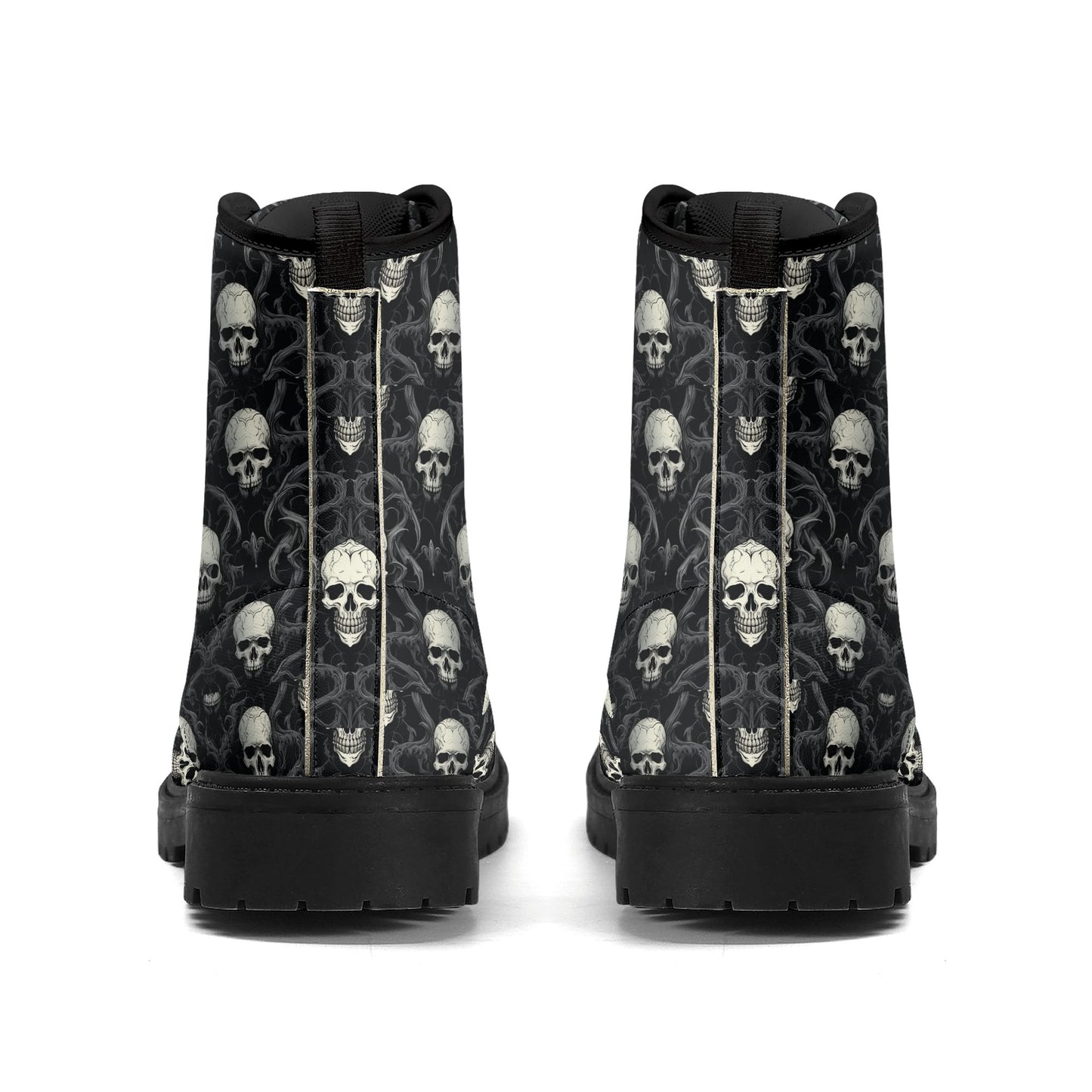 Gothic Skull Pattern Mens Upgraded Black Outsole Leather Boots