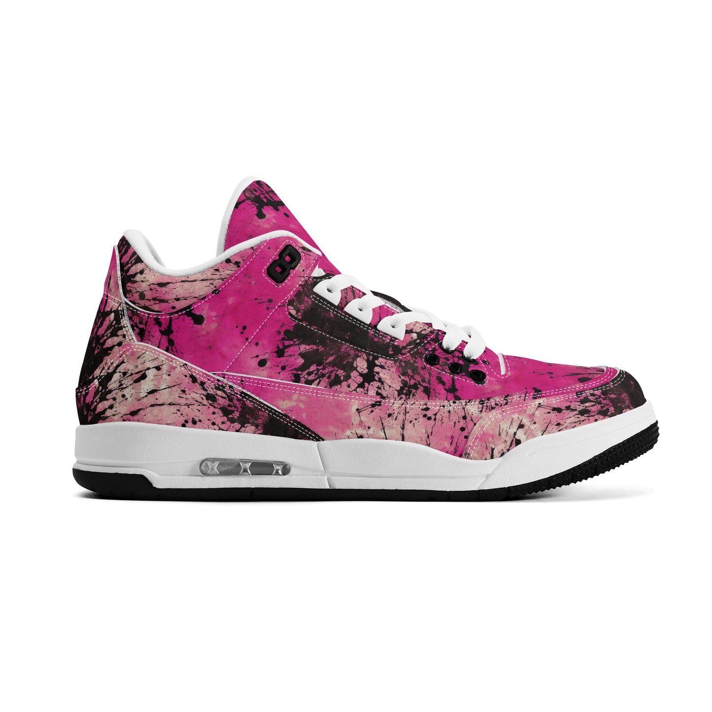 Pink Burst Womens High Top Retro Leather Basketball Sneakers