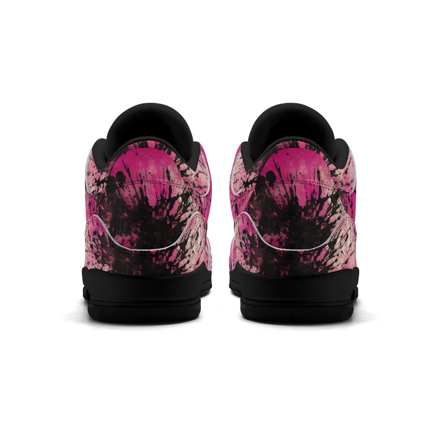 Pink Burst Womens High Top Retro Leather Basketball Sneakers