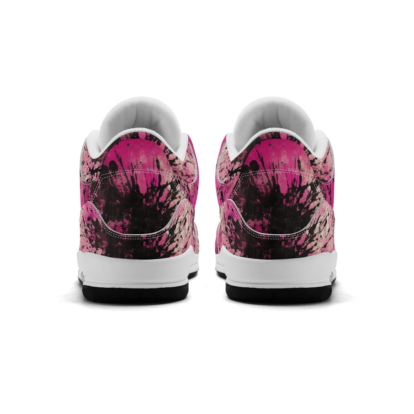 Pink Burst Womens High Top Retro Leather Basketball Sneakers