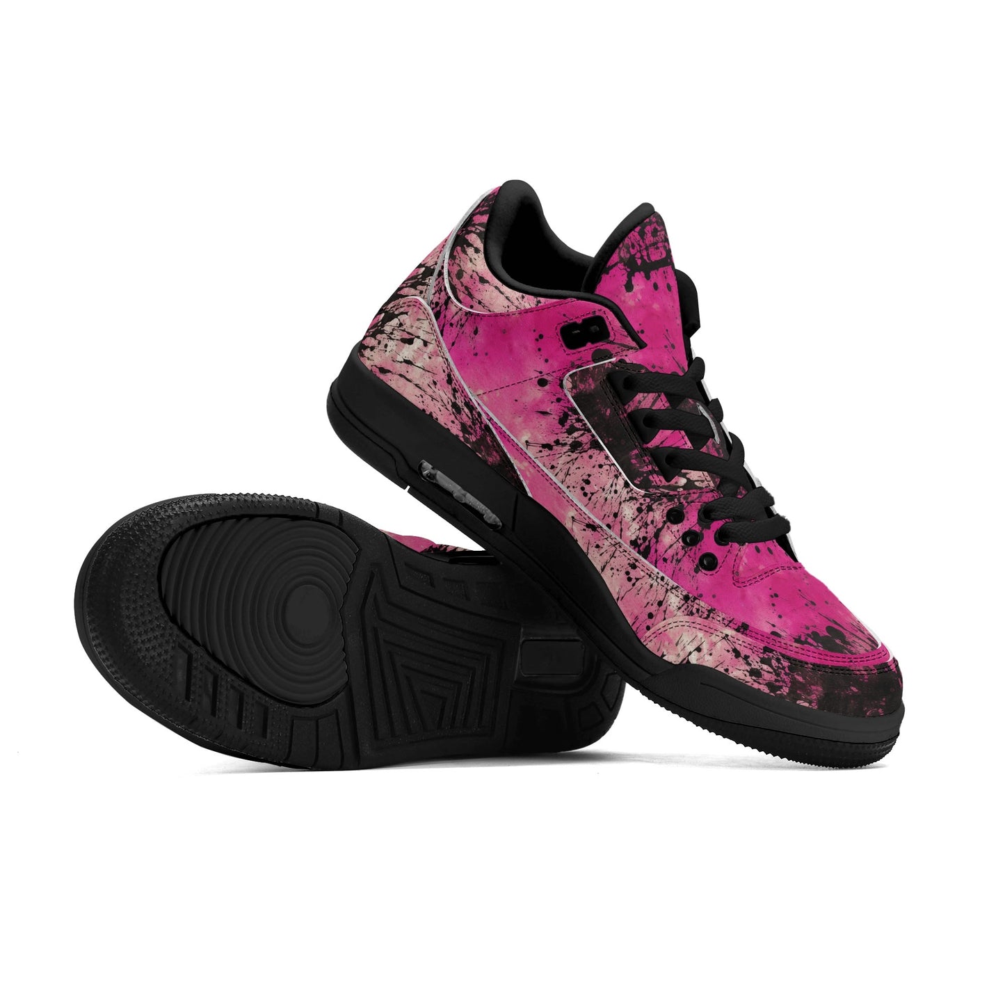 Pink Burst Womens High Top Retro Leather Basketball Sneakers