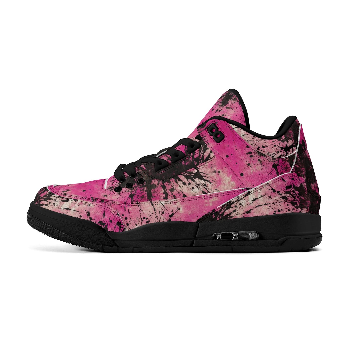 Pink Burst Womens High Top Retro Leather Basketball Sneakers