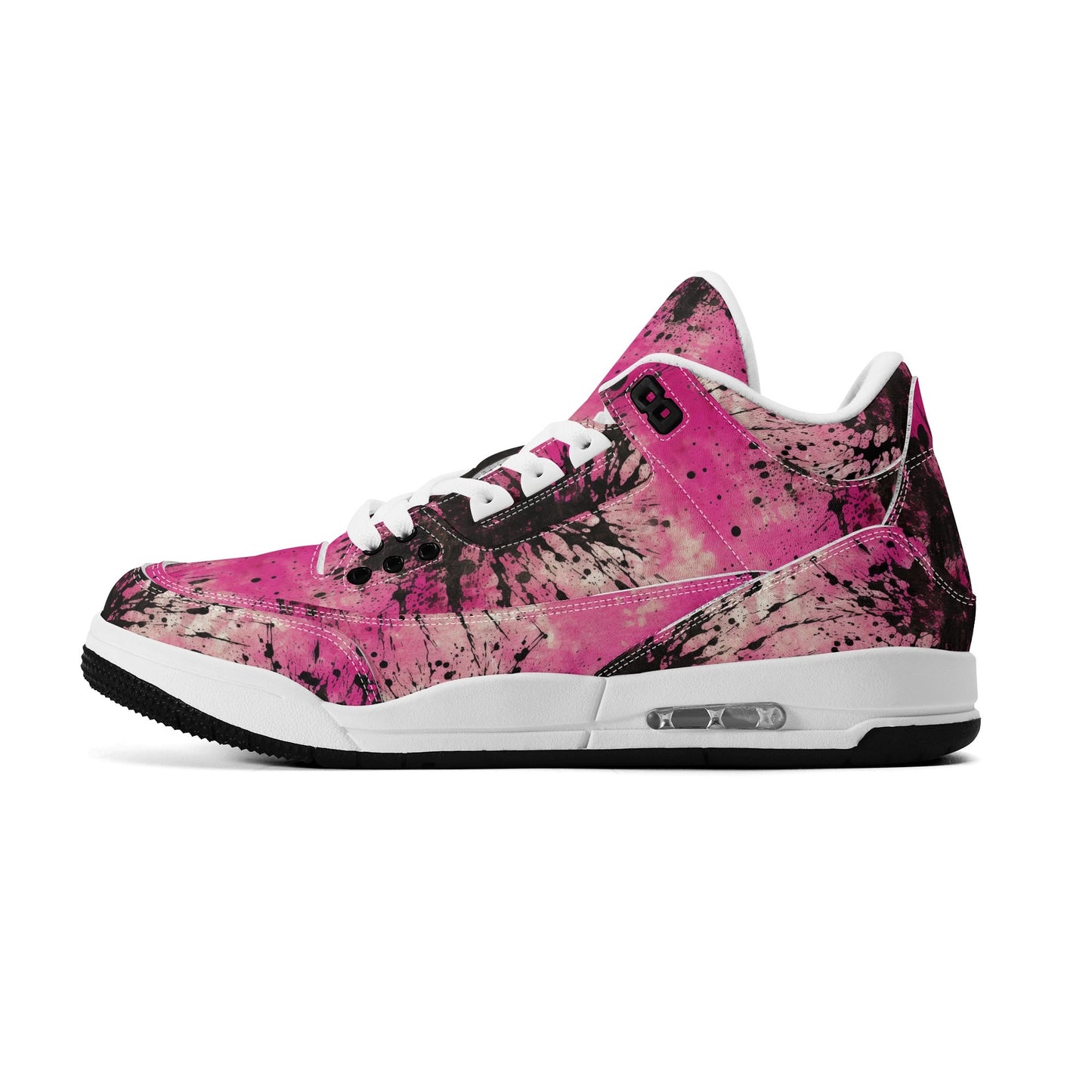 Pink Burst Womens High Top Retro Leather Basketball Sneakers