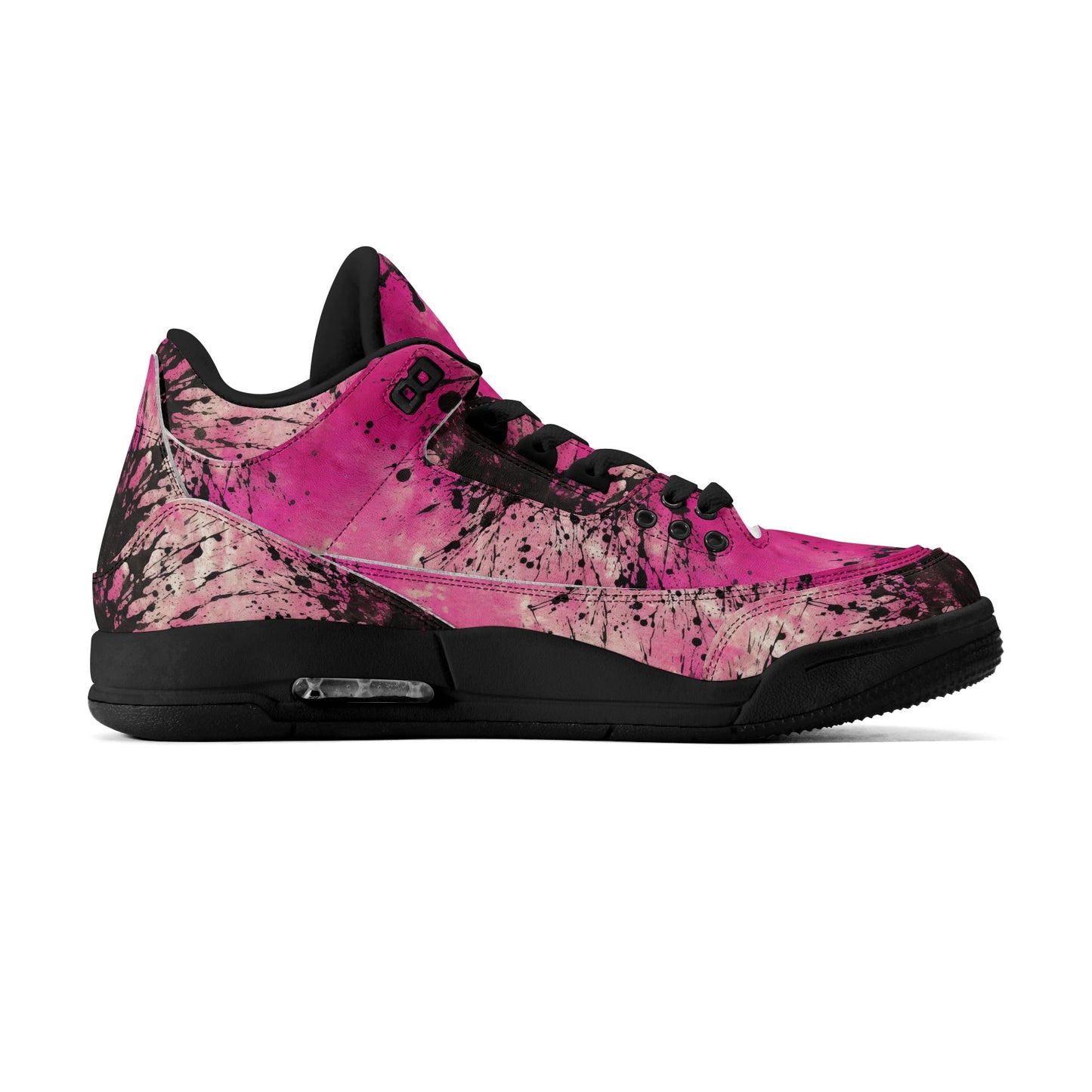 Pink Burst Womens High Top Retro Leather Basketball Sneakers