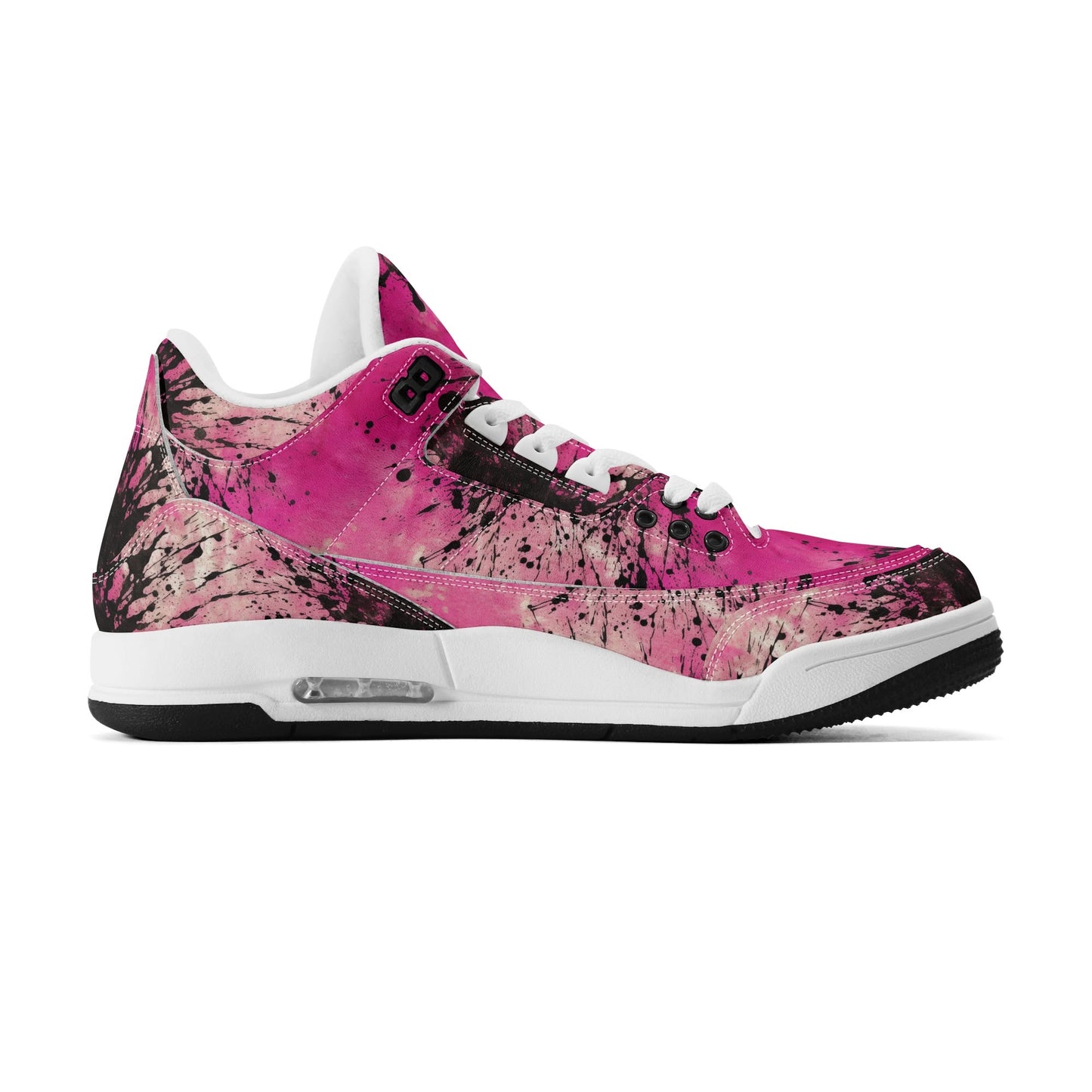 Pink Burst Womens High Top Retro Leather Basketball Sneakers