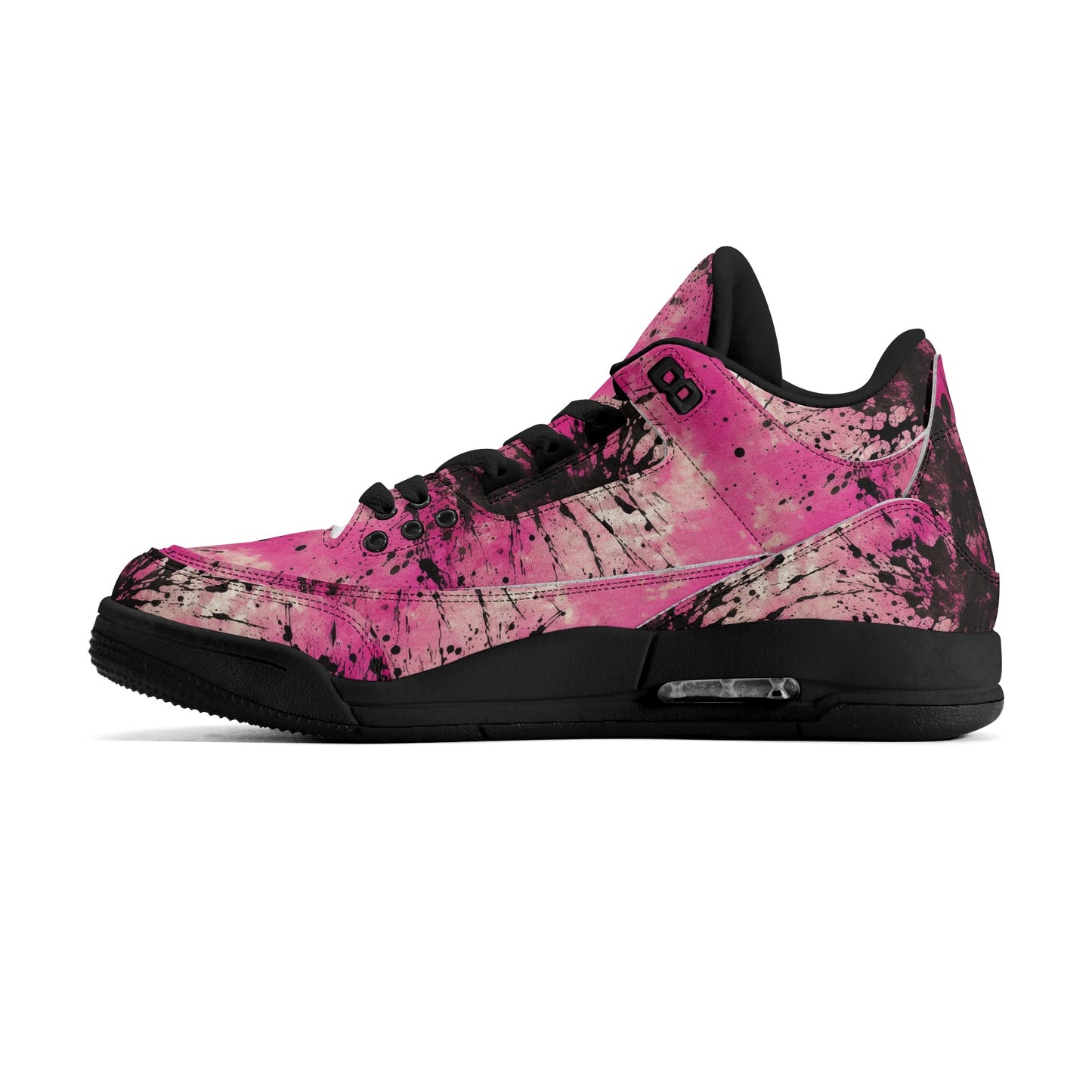 Pink Burst Womens High Top Retro Leather Basketball Sneakers