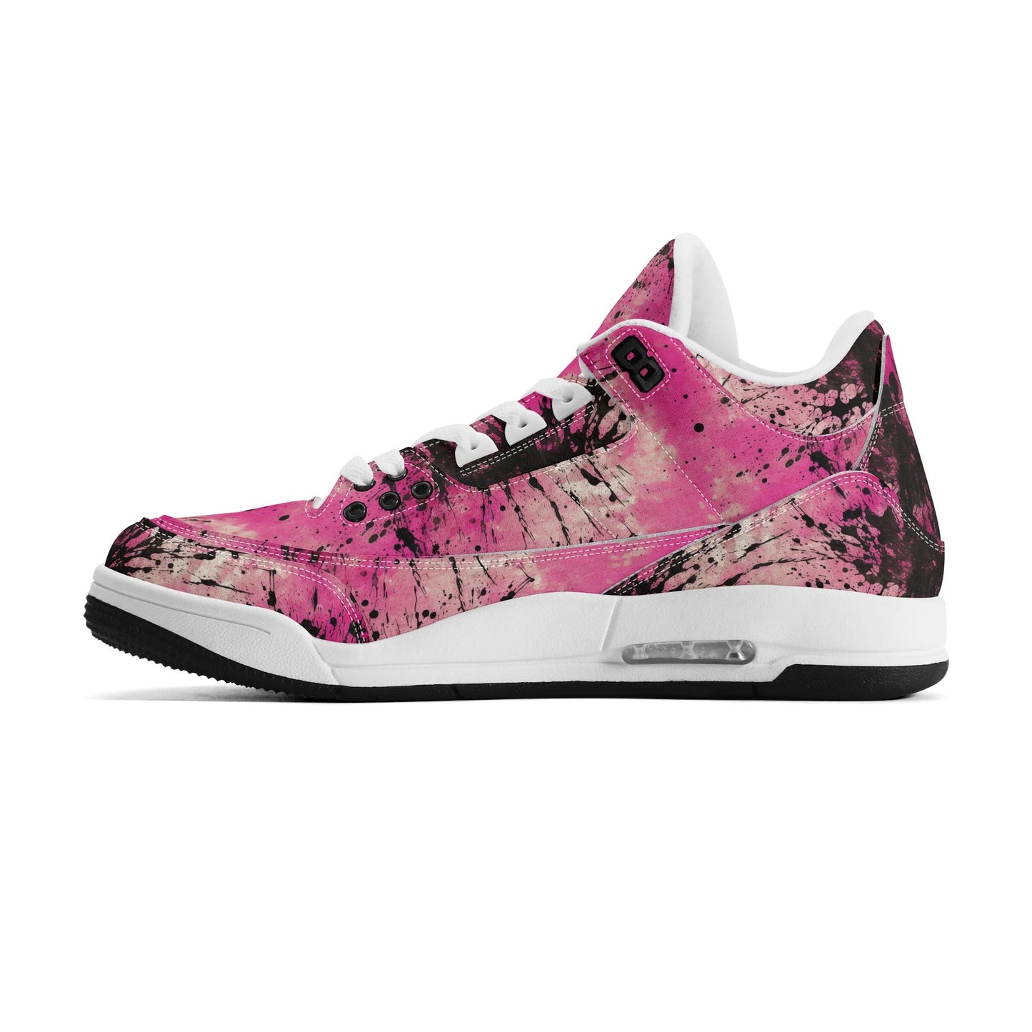 Pink Burst Womens High Top Retro Leather Basketball Sneakers